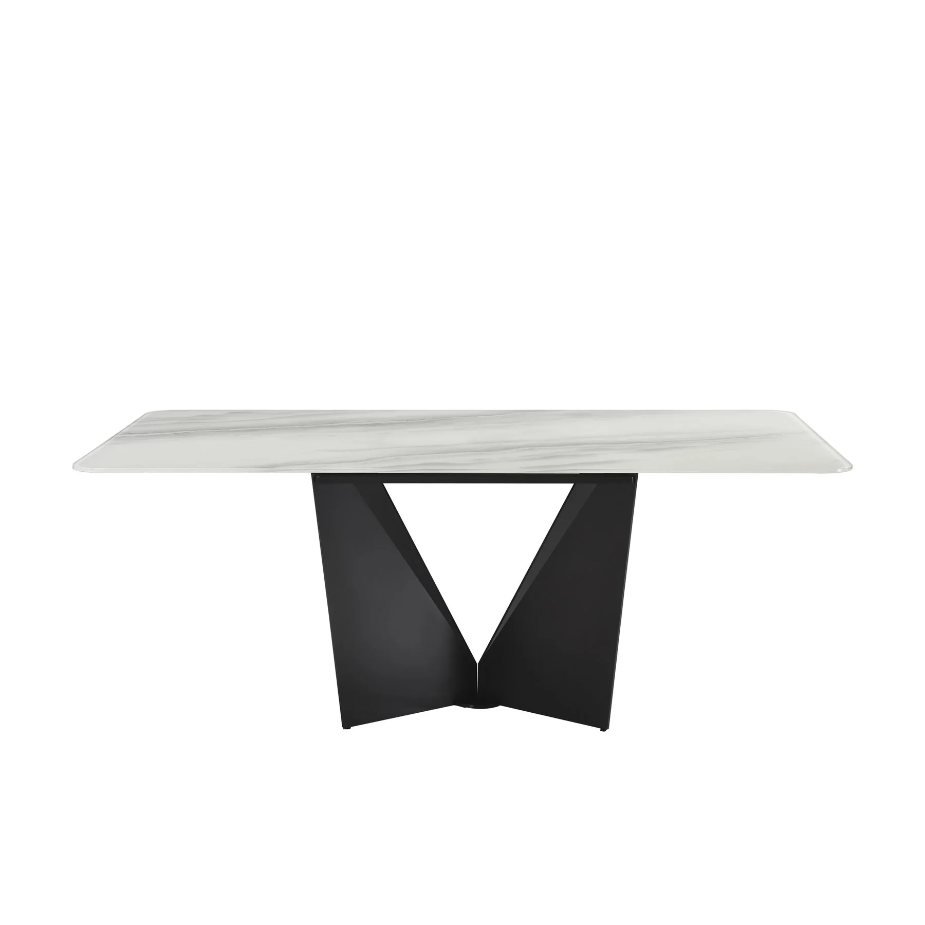 Olivia Modern 79 in. Rectangular Dining Table with White Tempered Glass Table Top - Seats up to 6 - Image 2