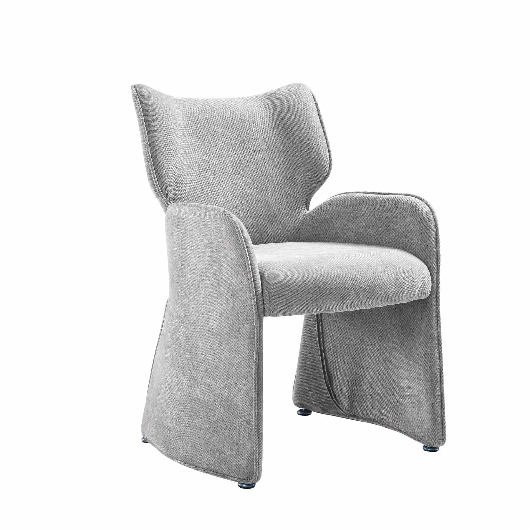 Olivia Modern 8-Piece Dining Set with Tempered Glass Table, Gray Upholstered Armchairs, and 3-Door Sideboard - Image 9