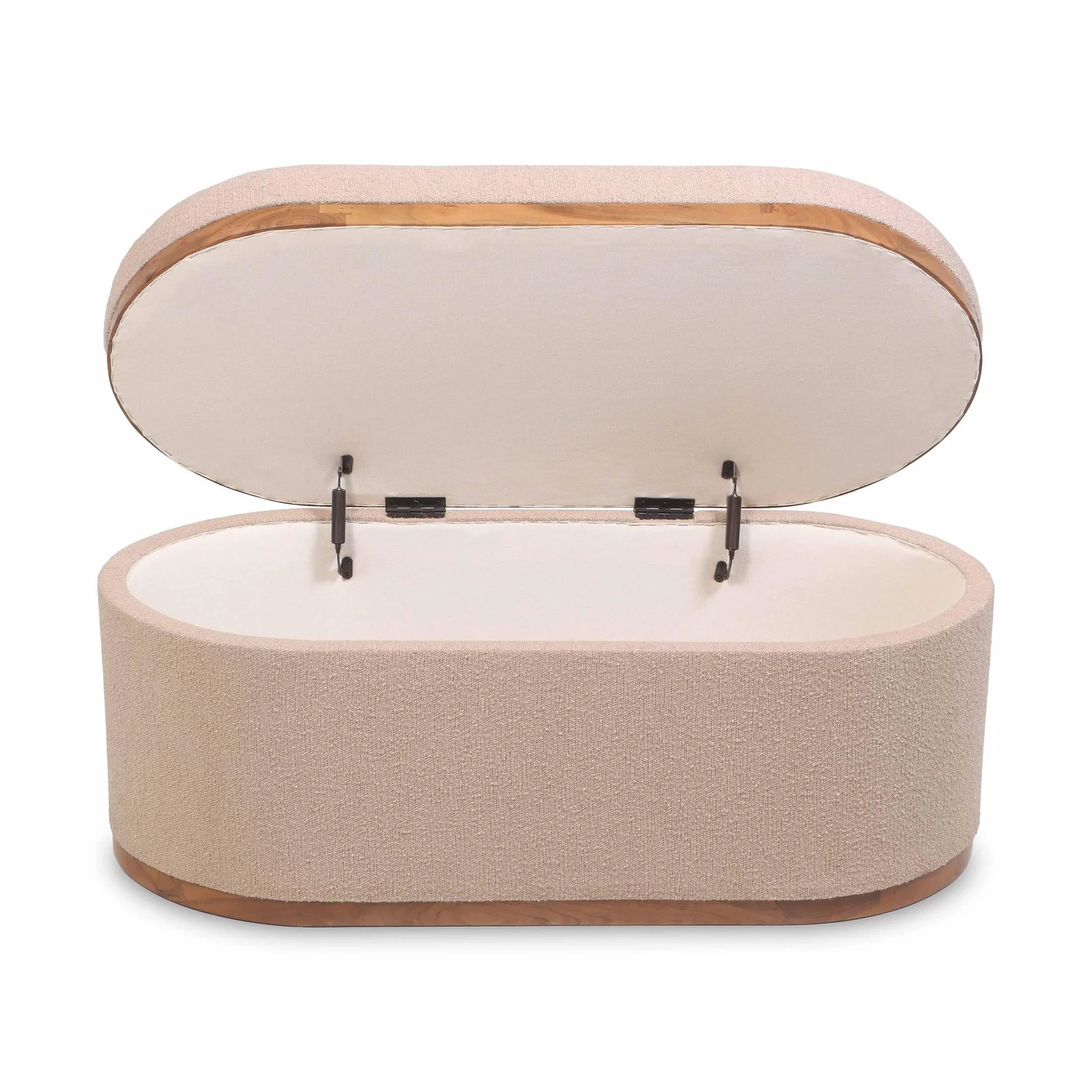 Olivier Ivory Boucle Oval Storage Ottoman - Image 3