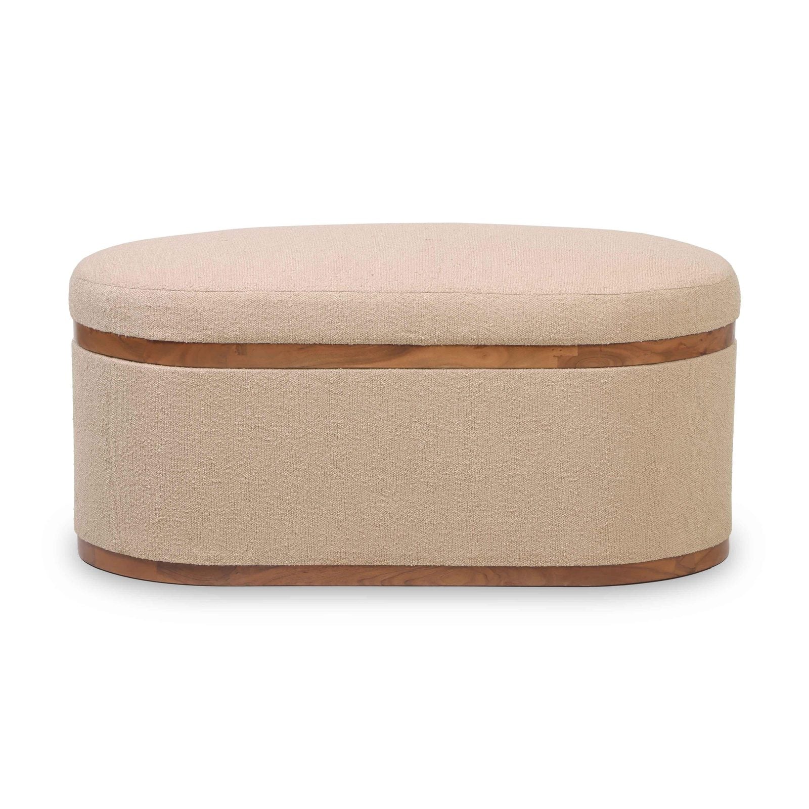 Olivier Ivory Boucle Oval Storage Ottoman - Image 4