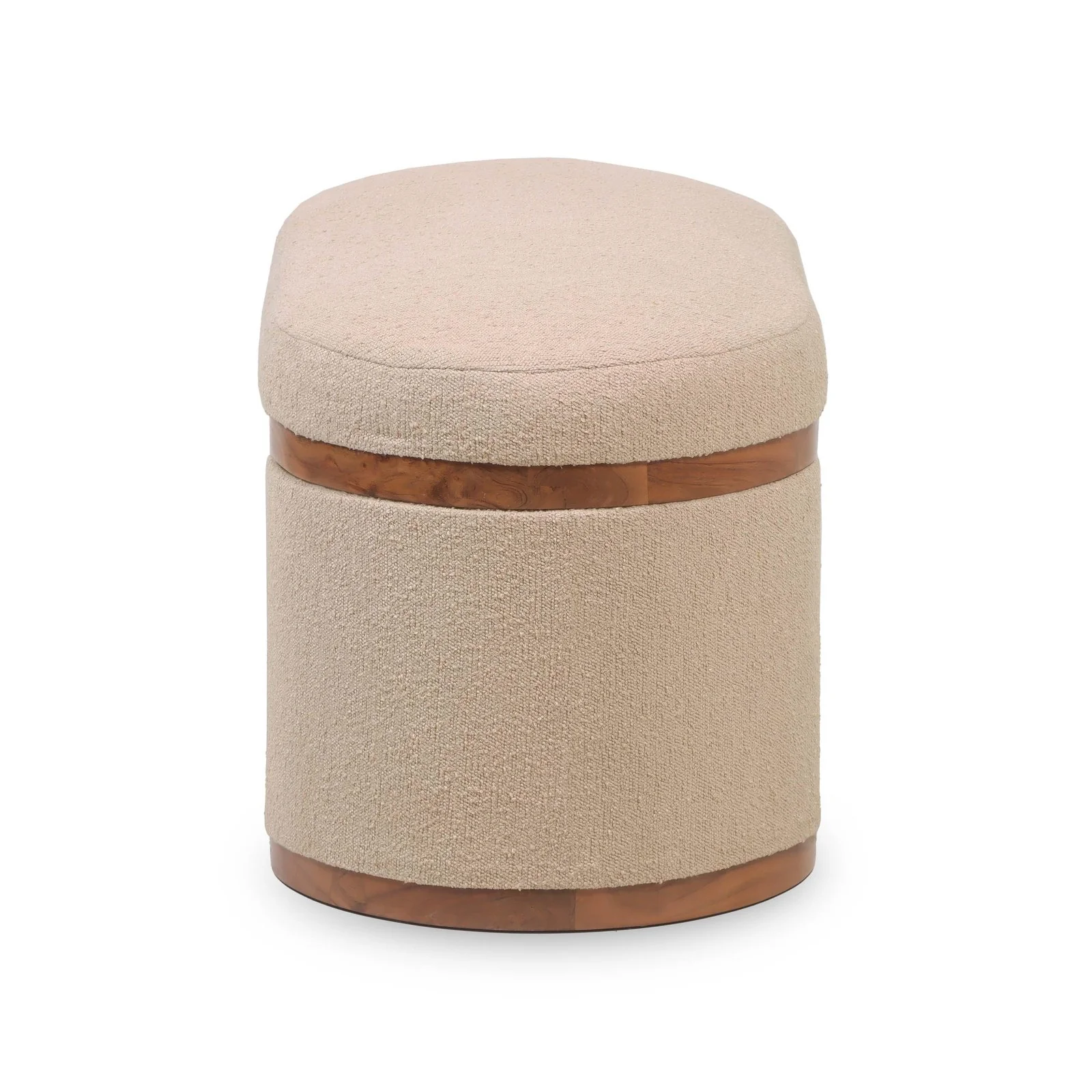 Olivier Ivory Boucle Oval Storage Ottoman - Image 6