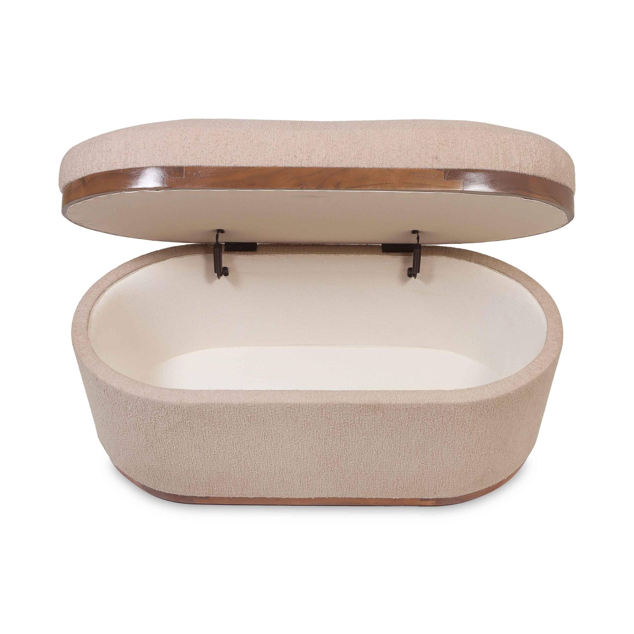 Olivier Ivory Boucle Oval Storage Ottoman - Image 7