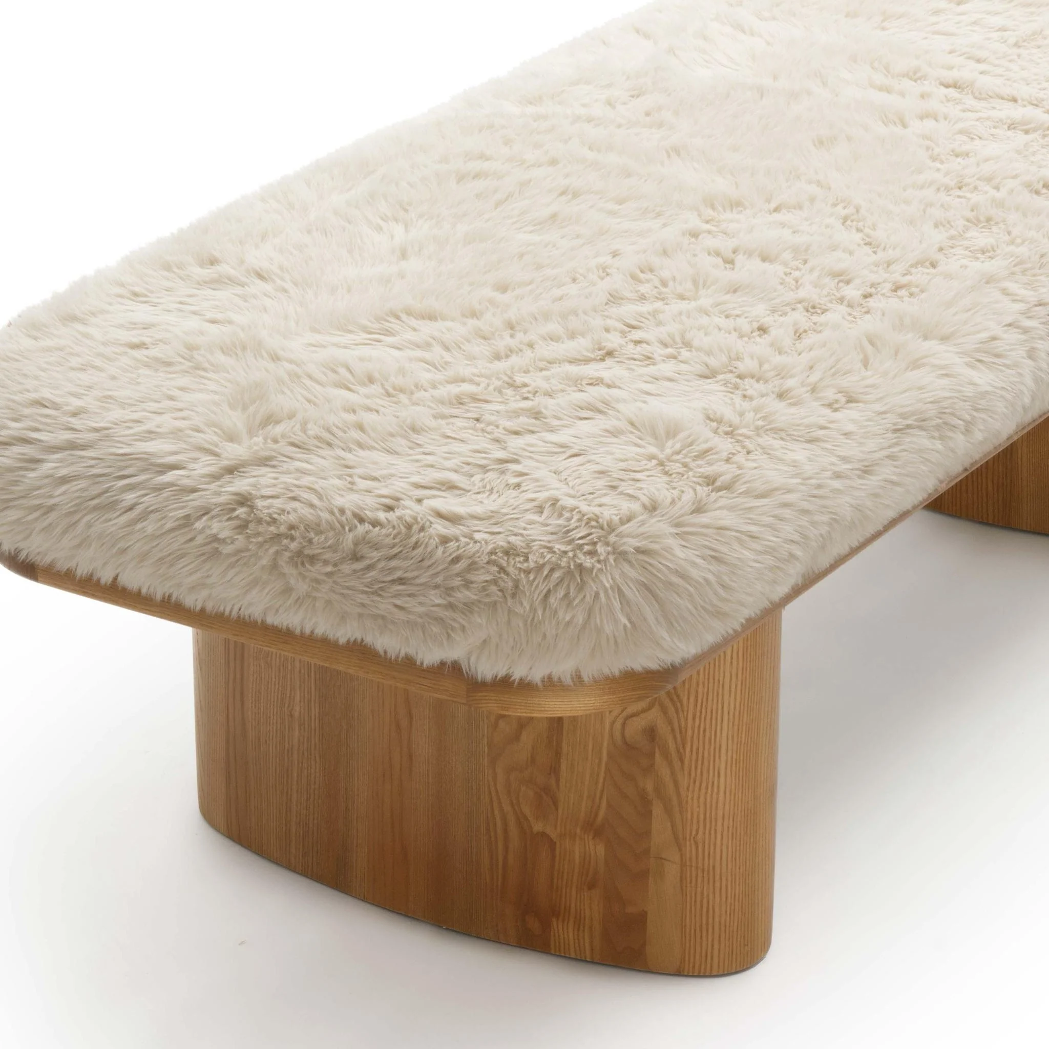 Ollie Natural Straight Vegan Shearling Large Bench - Image 5