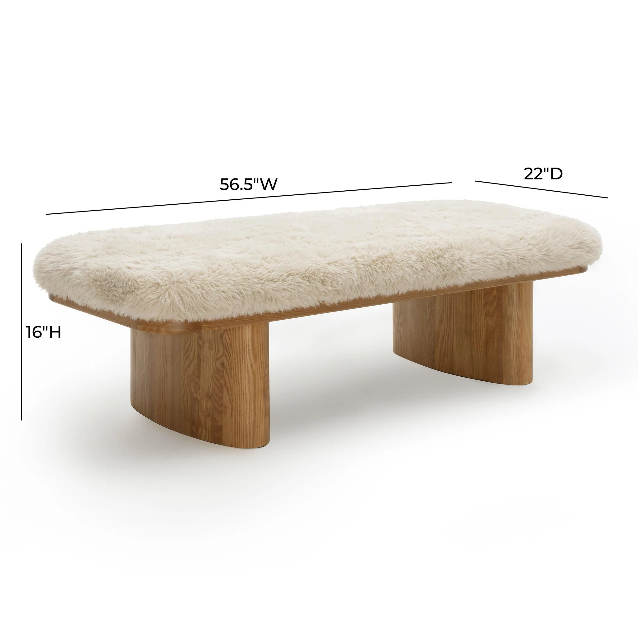 Ollie Natural Straight Vegan Shearling Large Bench - Image 6