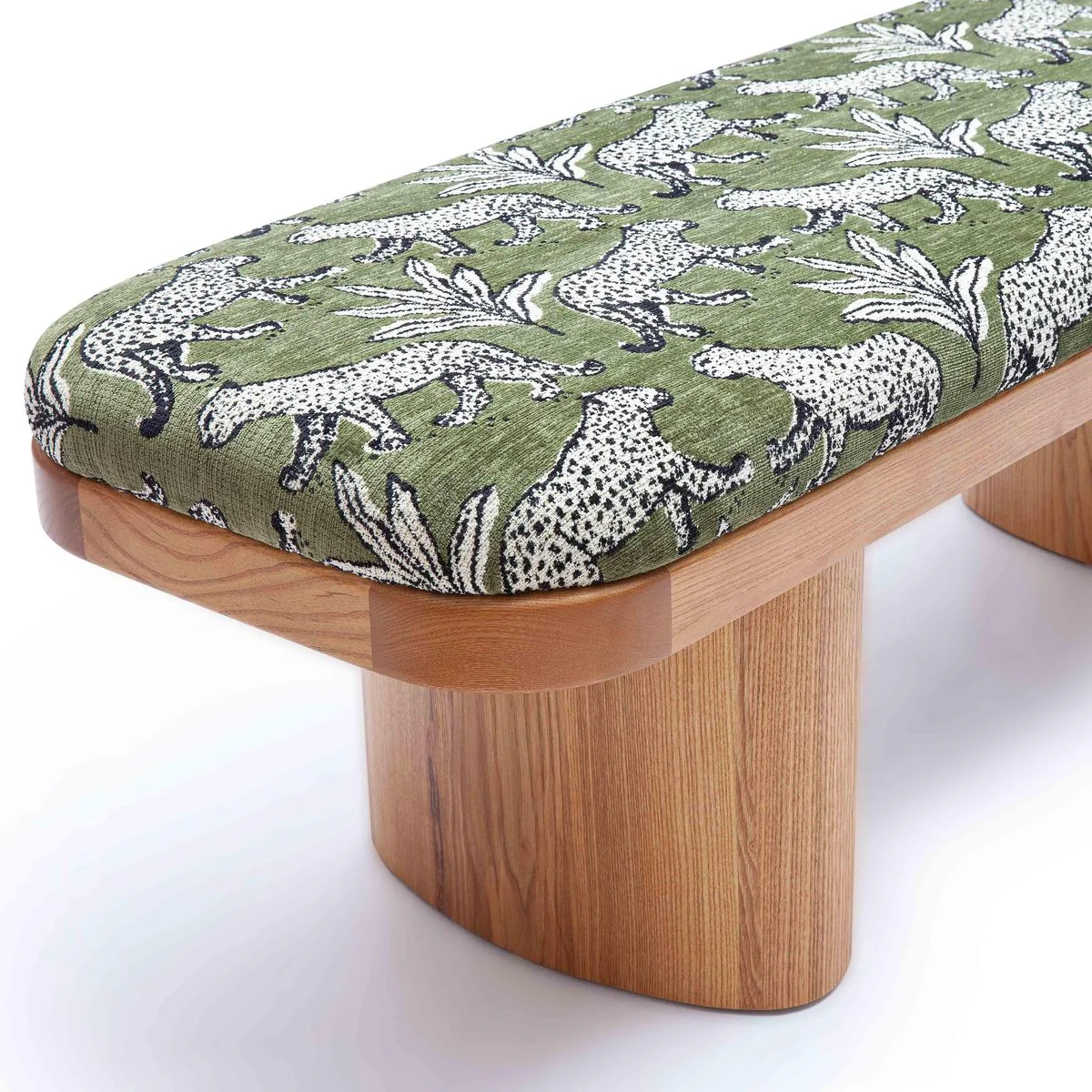 Ollie Olive Green Leopard Jacquard Bench - Image 6
