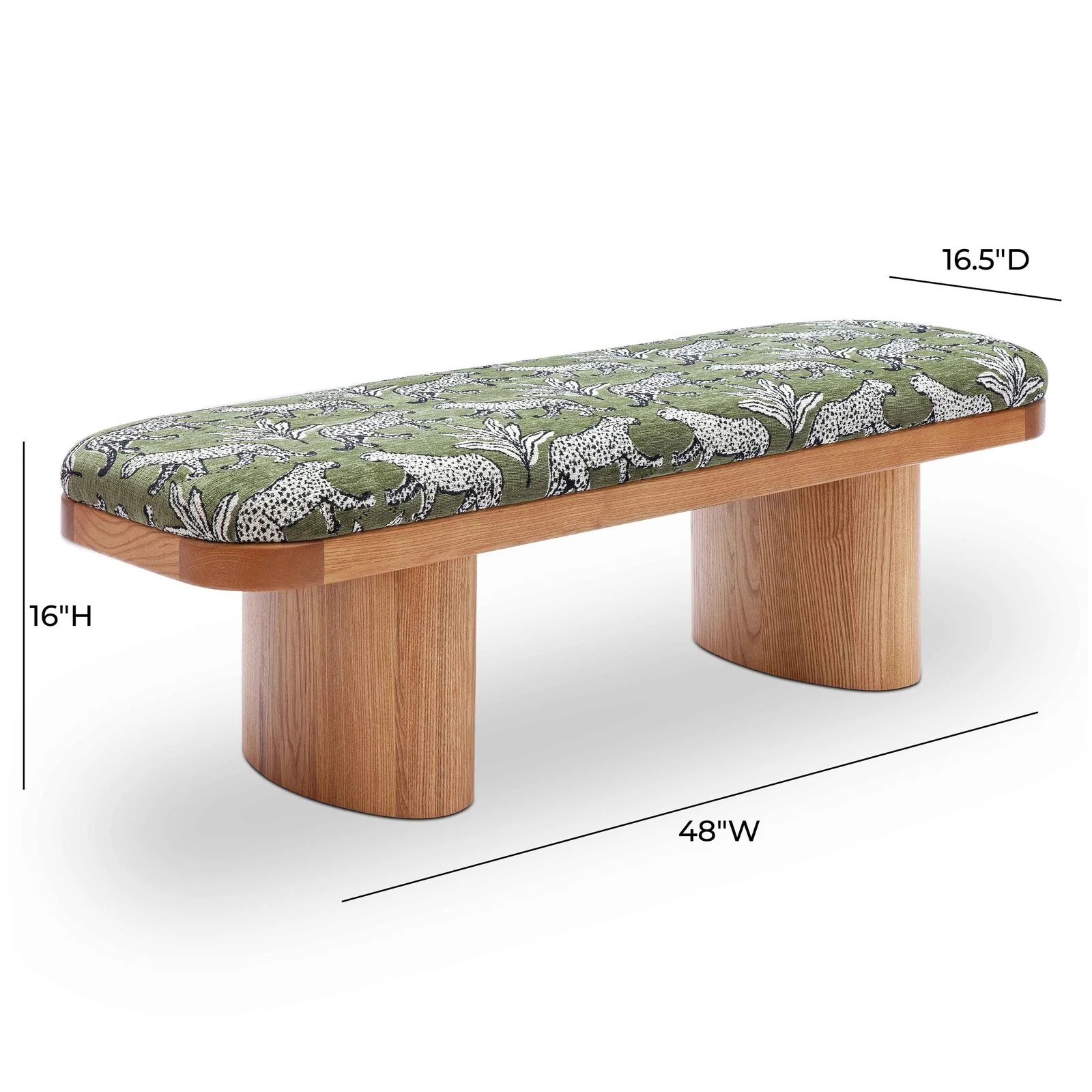 Ollie Olive Green Leopard Jacquard Bench - Image 7
