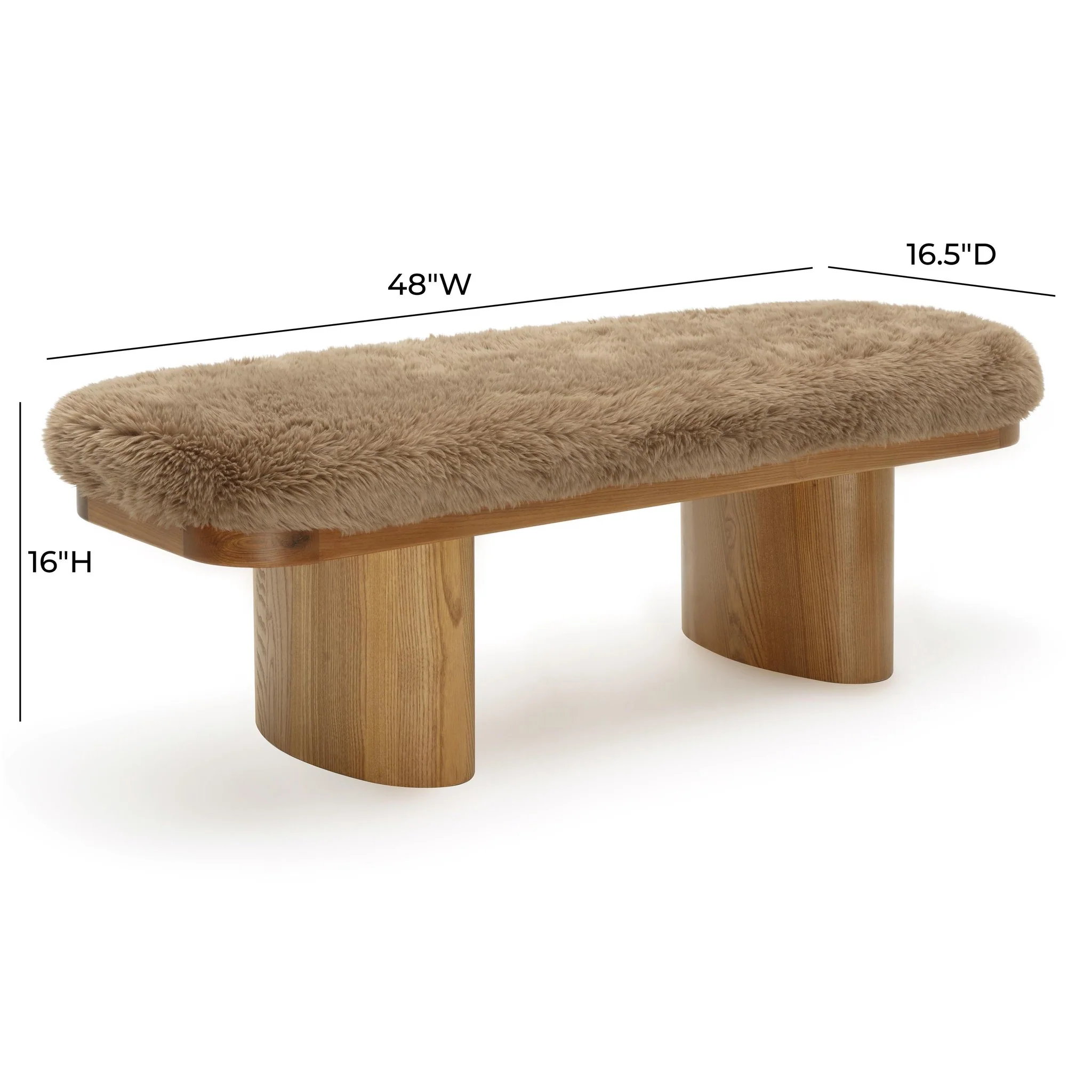 Ollie Taupe Straight Vegan Shearling Bench - Image 6