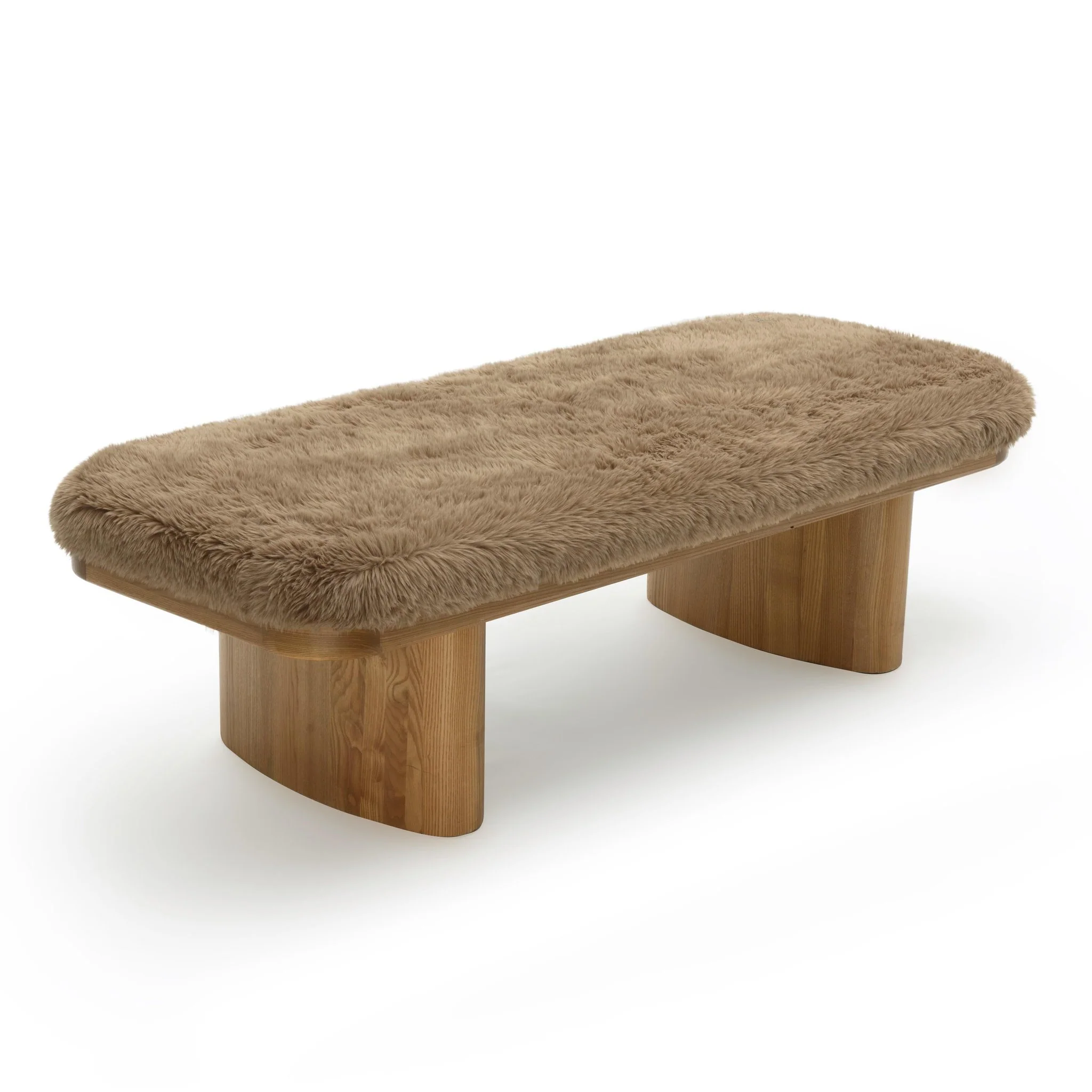 Ollie Taupe Straight Vegan Shearling Large Bench - Image 4
