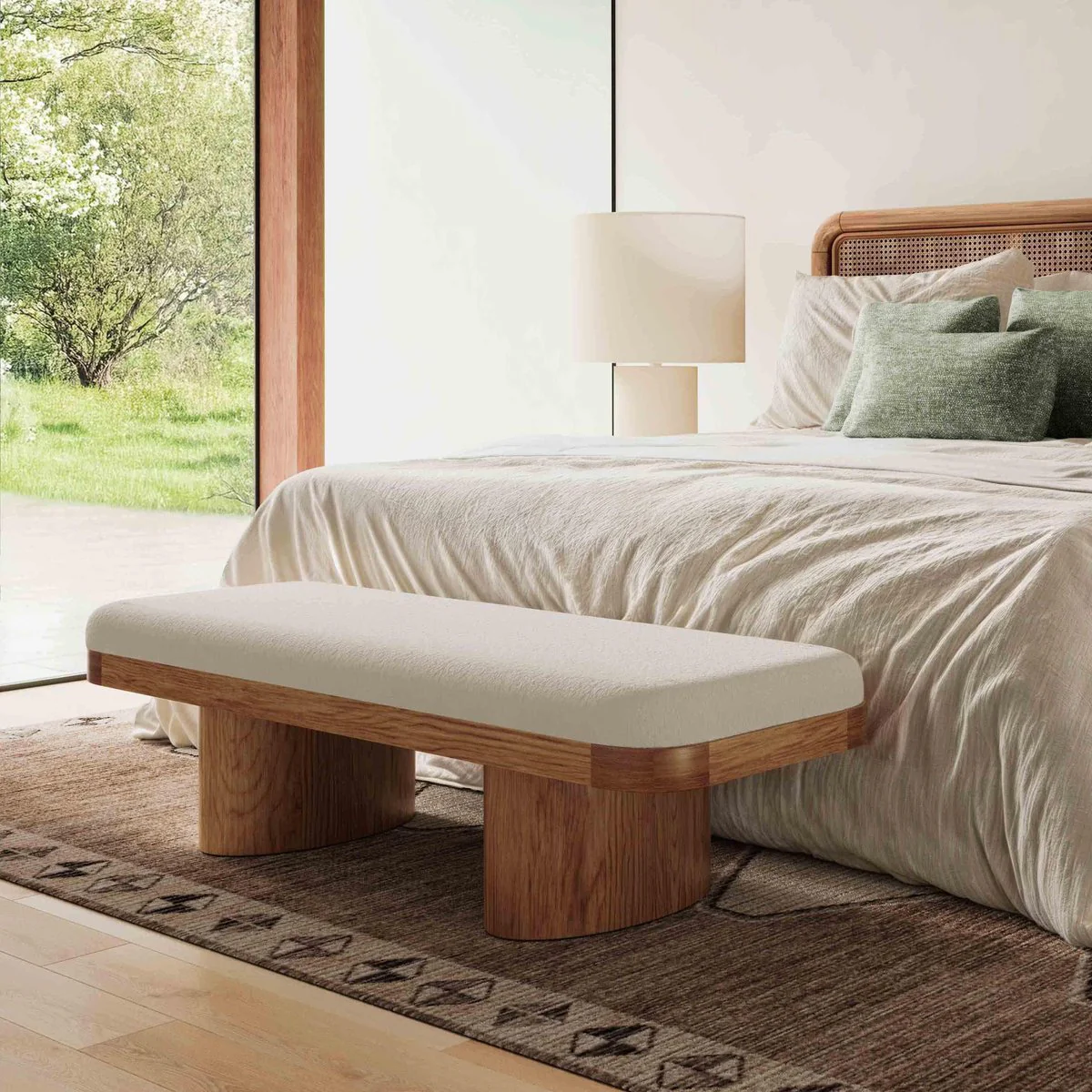 Ollie White Performance Boucle Large Bench - Image 2