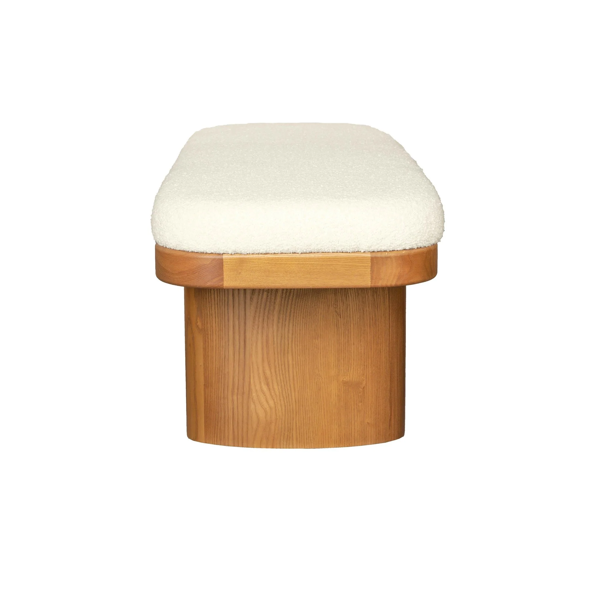Ollie White Performance Boucle Wooden Bench - Image 5