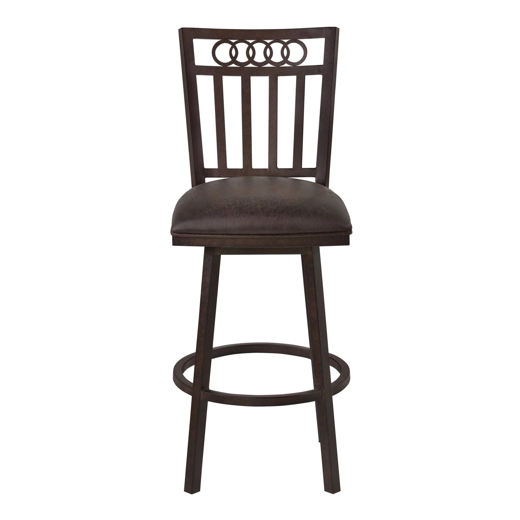 Olympia 26" Bar Height Metal Swivel Barstool in Bandero Espresso Fabric and Auburn Bay Finish - Image 2