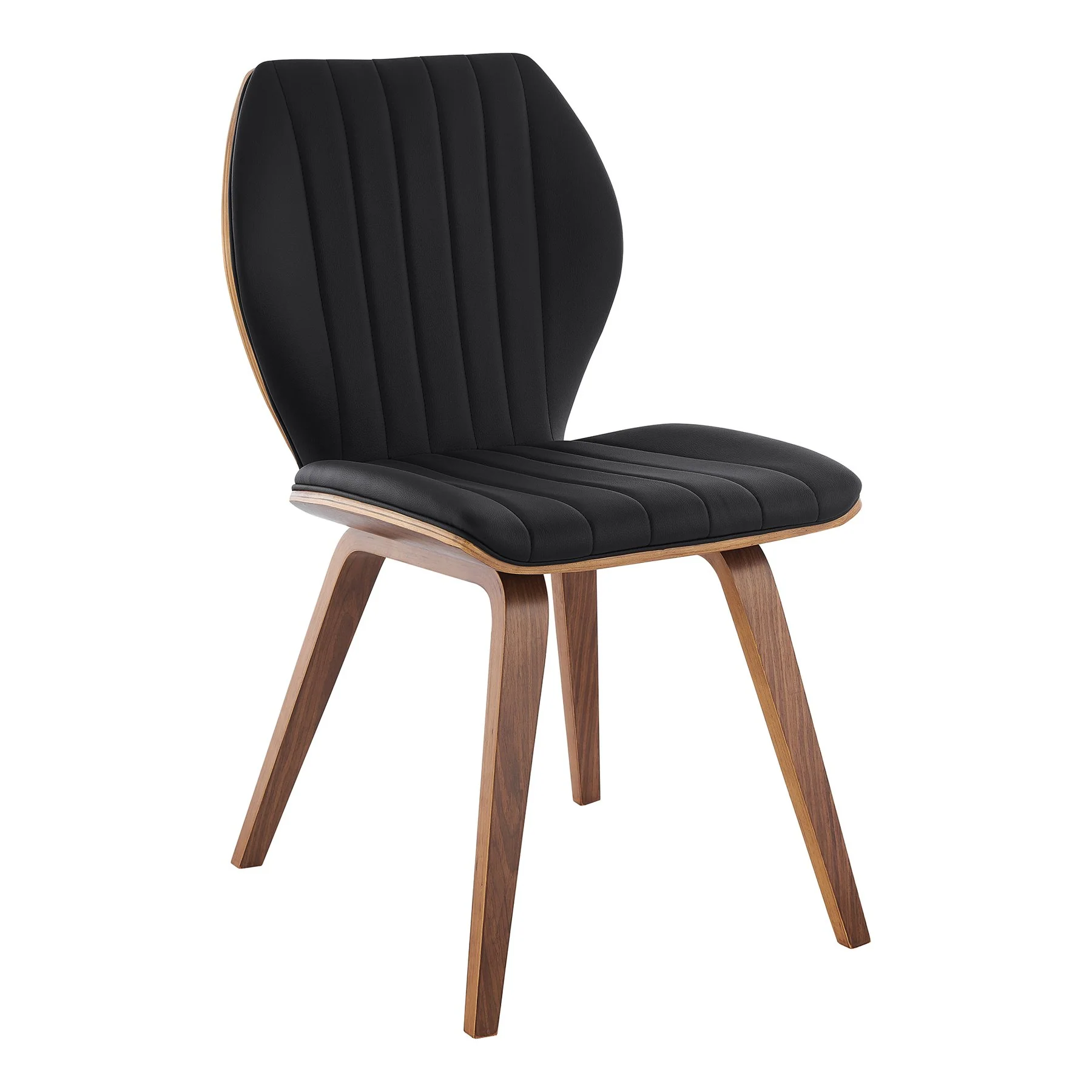 Ontario Black Faux Leather and Walnut Wood Dining Chairs - Set of 2 - Image 2
