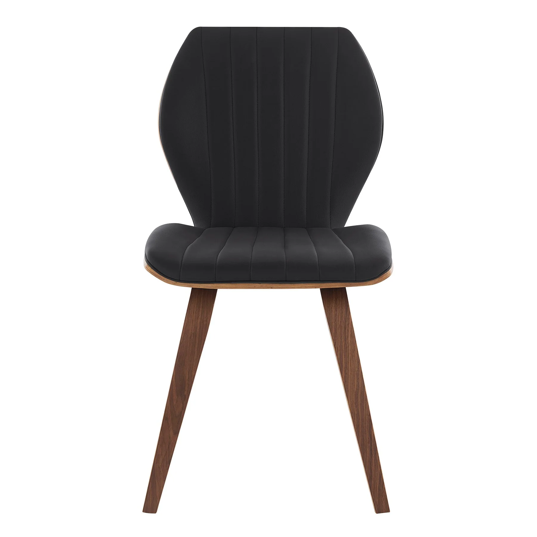 Ontario Black Faux Leather and Walnut Wood Dining Chairs - Set of 2 - Image 3