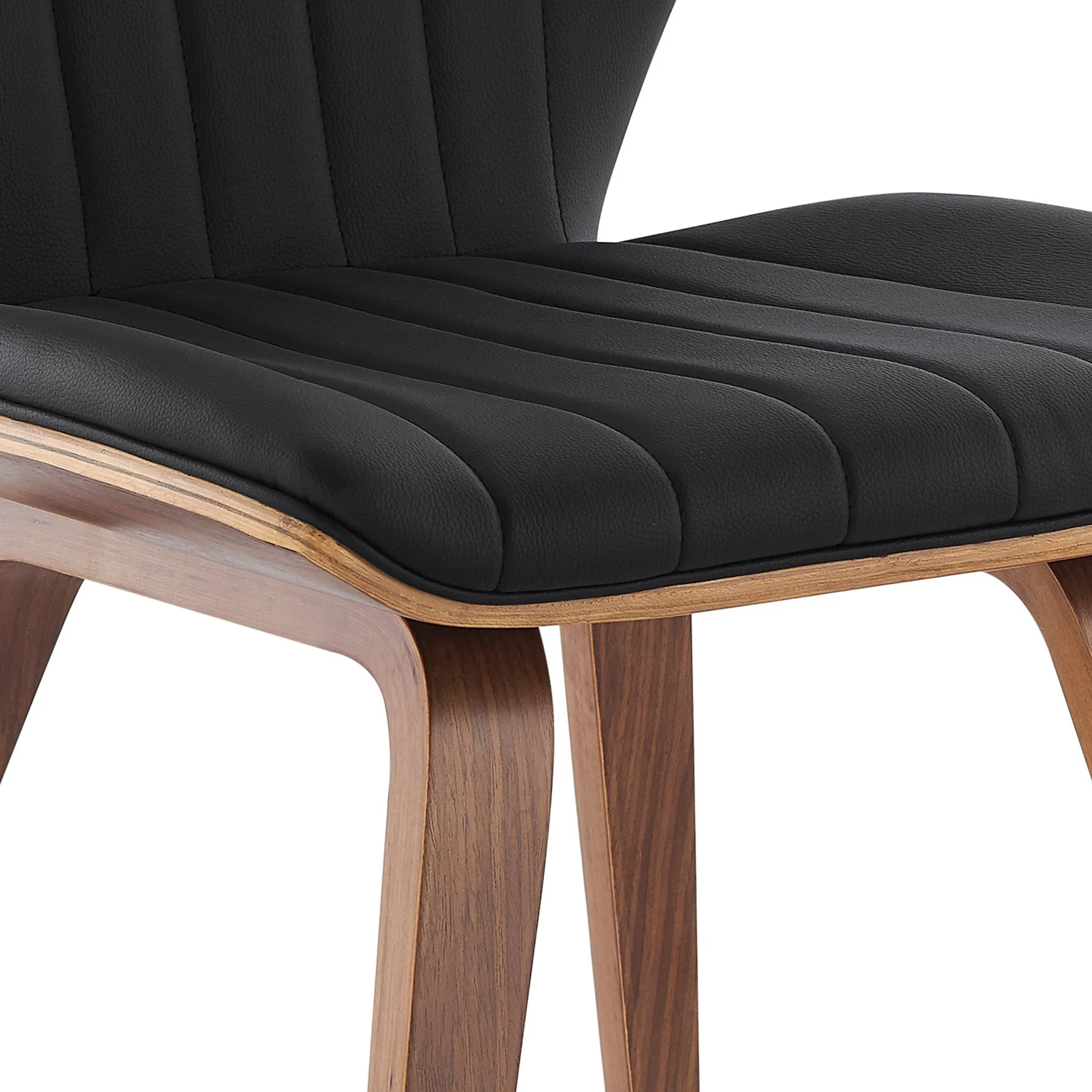 Ontario Black Faux Leather and Walnut Wood Dining Chairs - Set of 2 - Image 6