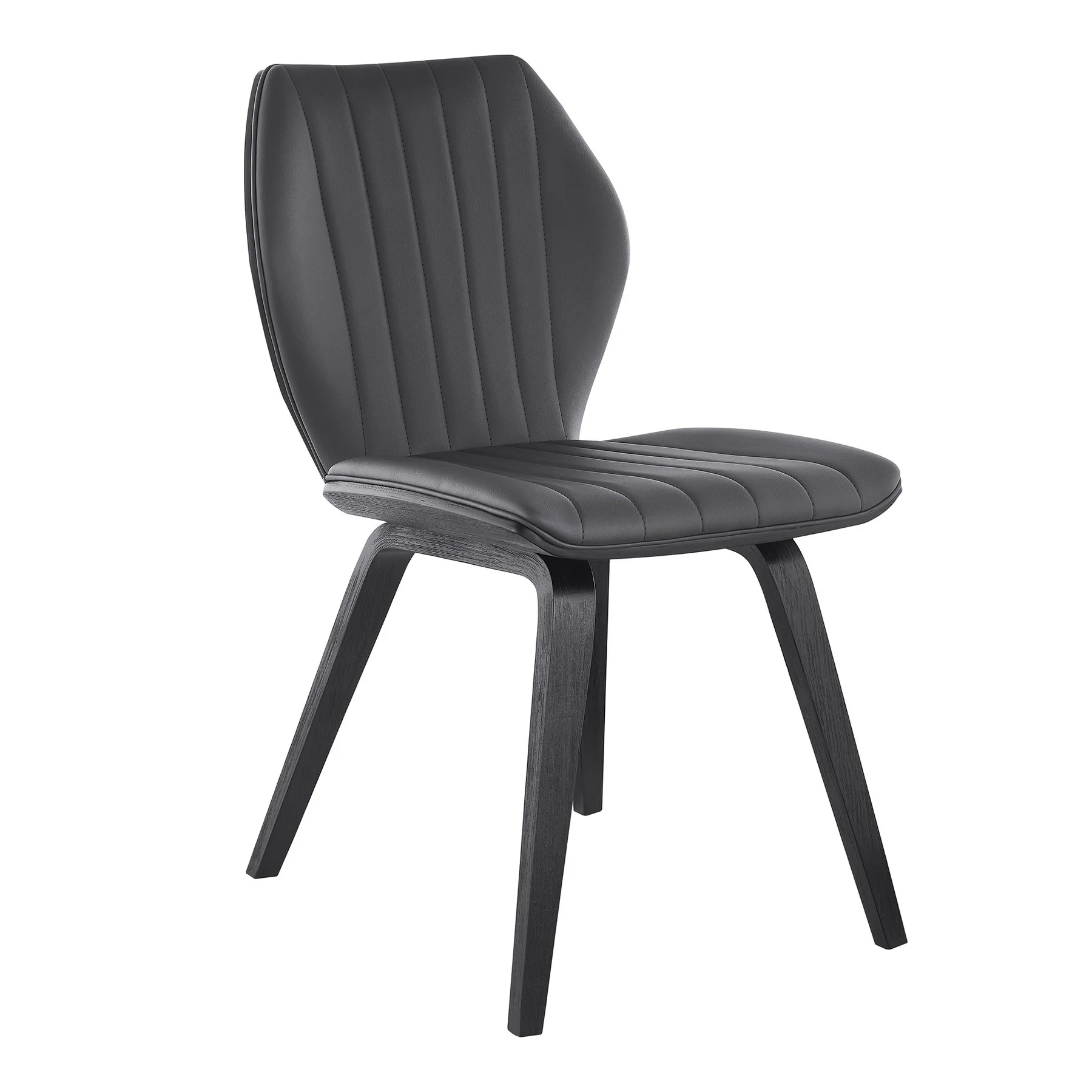 Ontario Gray Faux Leather and Black Wood Dining Chairs - Set of 2 - Image 2