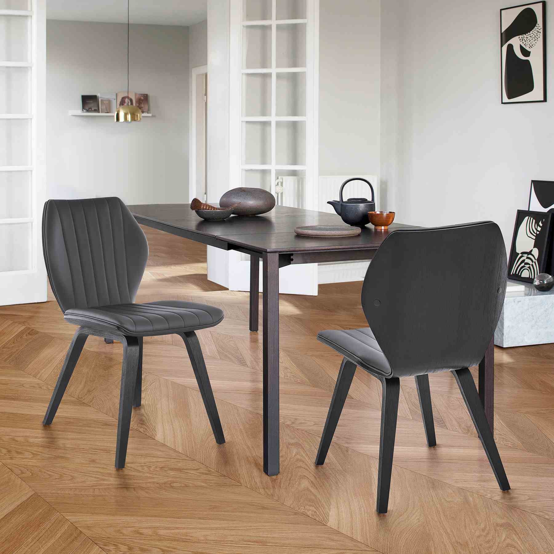 Ontario Gray Faux Leather and Black Wood Dining Chairs - Set of 2 - Image 8