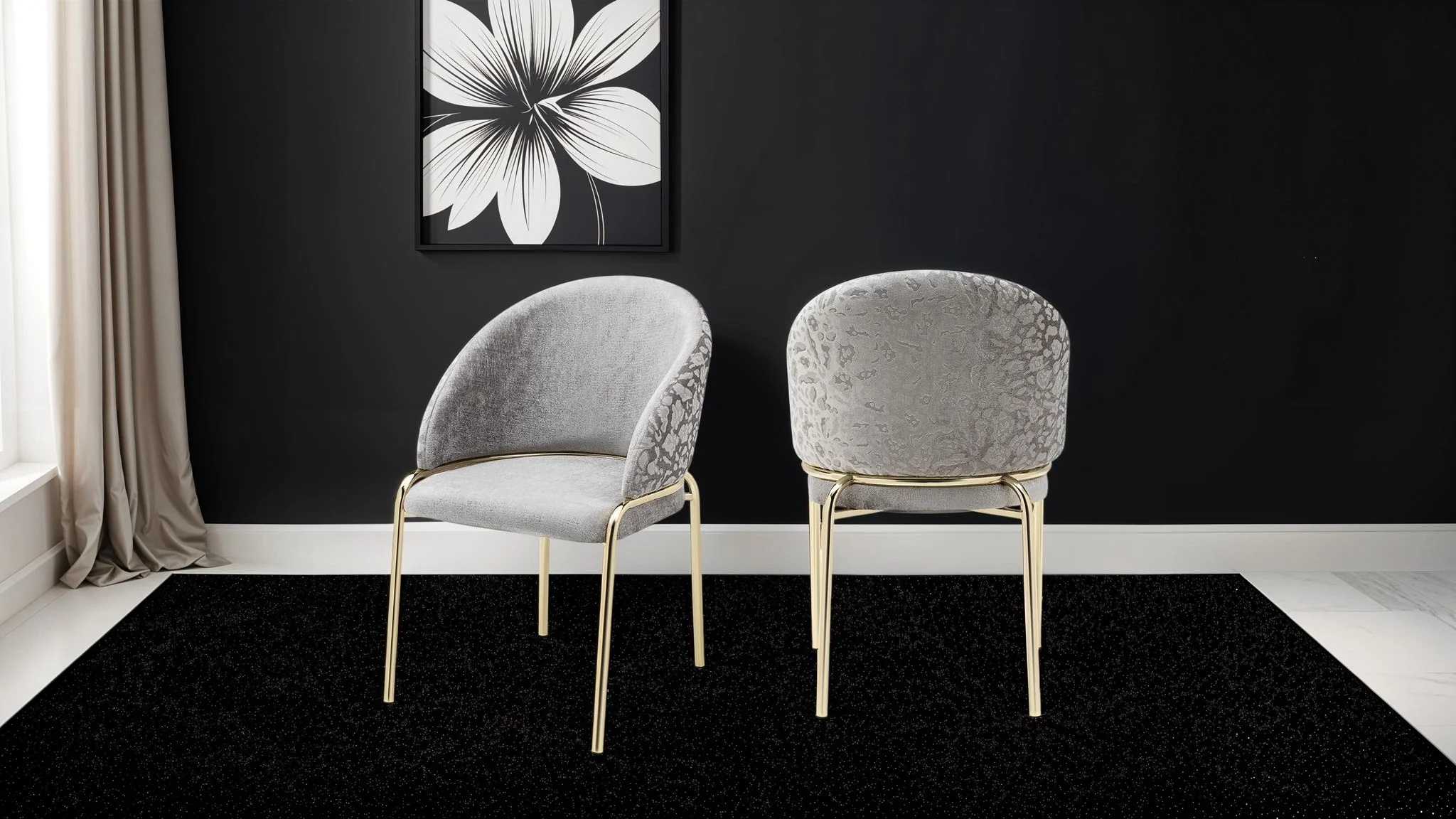 ONYX Gold Legs Dark Gray - 2 Chairs Per Box