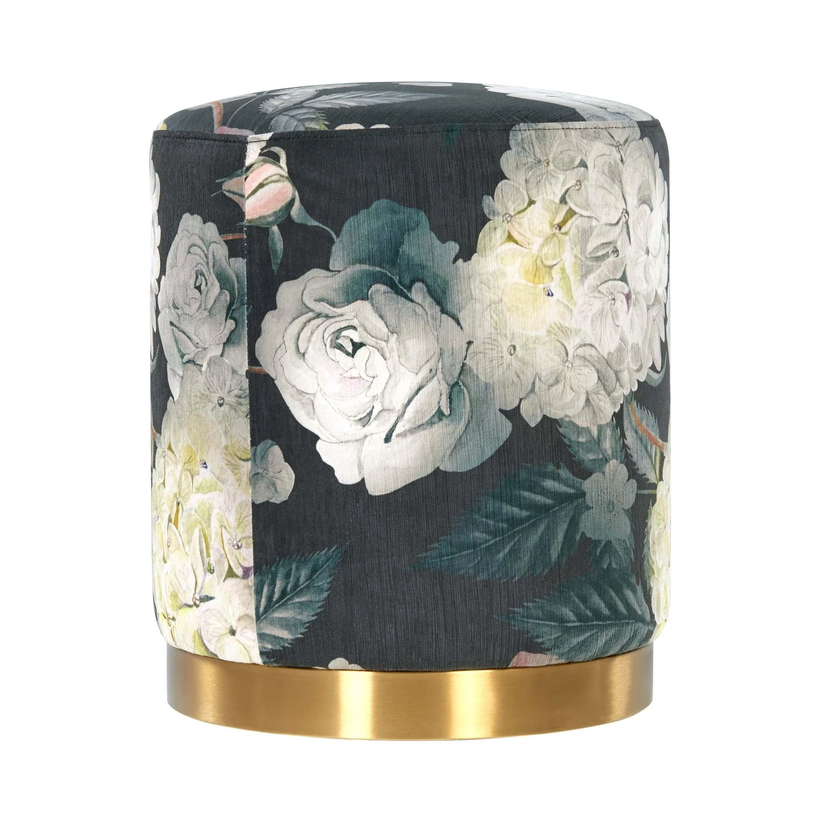 Opal Floral Velvet Ottoman with Gold Base - Image 4