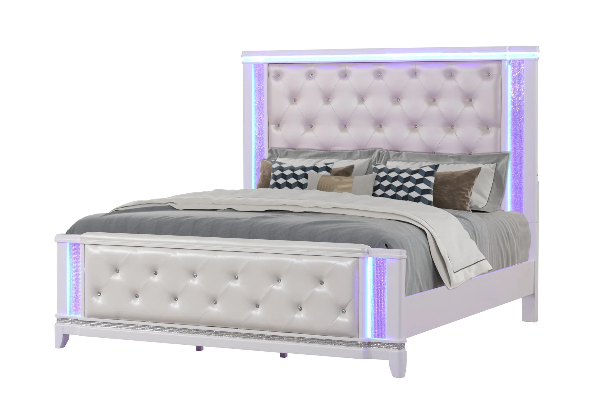 Opium King 5 Pc Bedroom Set Milky White - Image 3