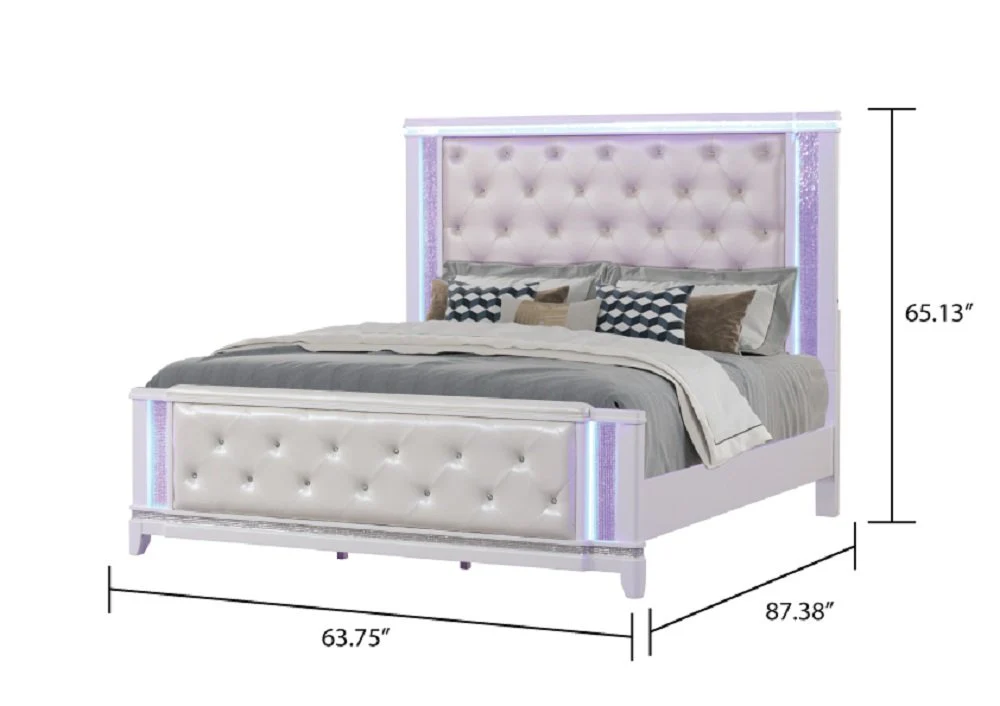 Opium Queen 4 Pc Bedroom Set Antique White - Image 5