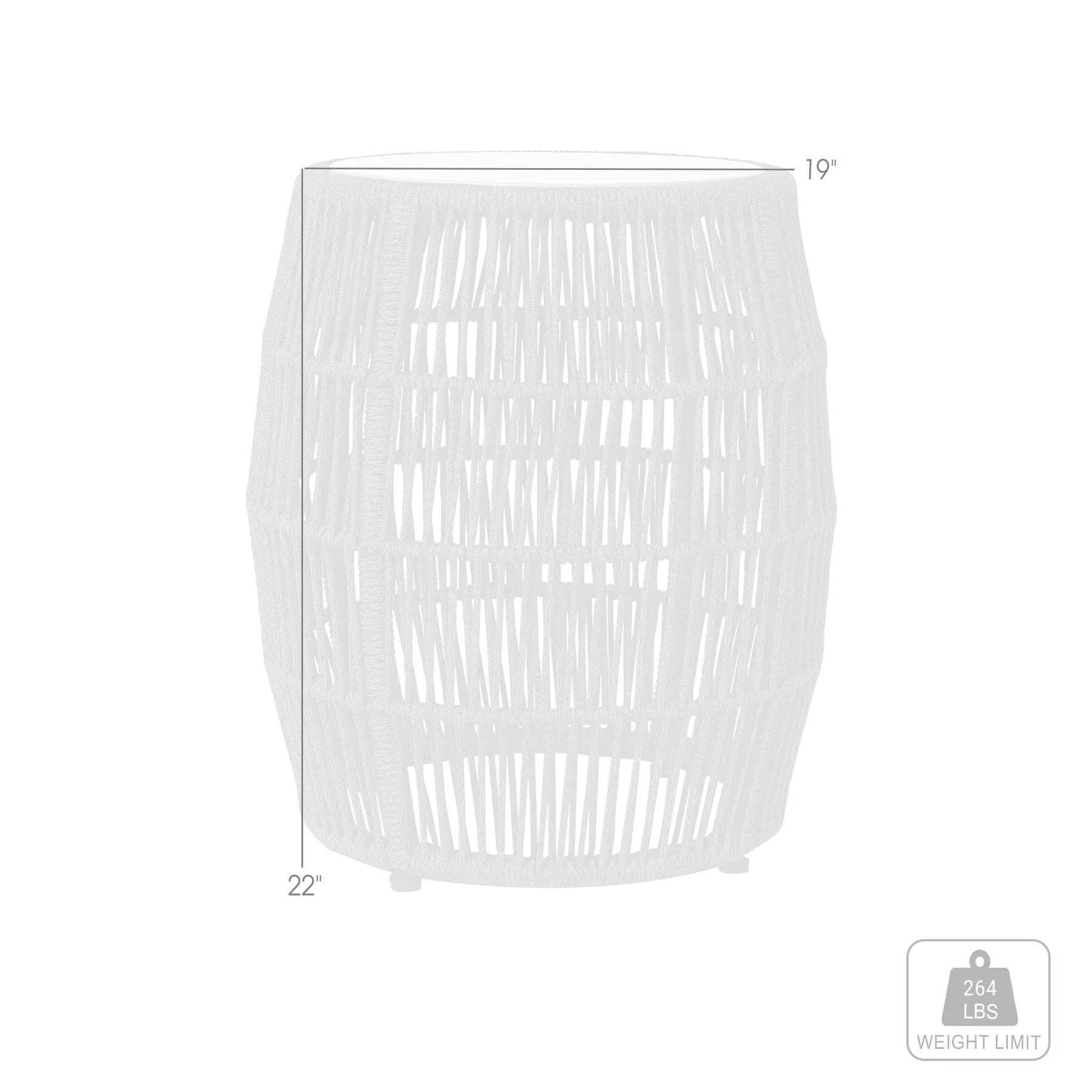 Opus Indoor Outdoor Garden Stool End Table in Charcoal Rope and Gray Superstone - Image 6