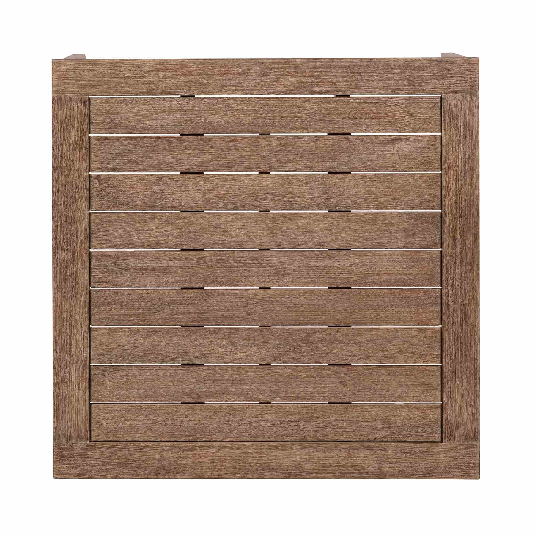 Orbit Outdoor Patio 4 Piece Conversation Set in Weathered Eucalyptus Wood with Gray Rope and Taupe Olefin Cushions - Image 8