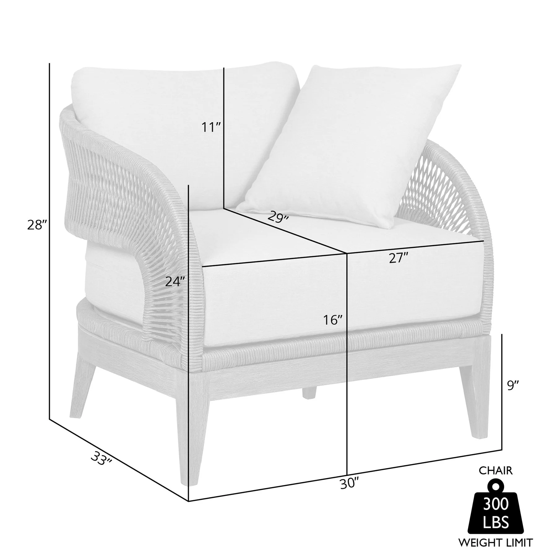 Orbit Outdoor Patio Chair in Weathered Eucalyptus Wood with Gray Rope and Taupe Olefin Cushions - Image 9