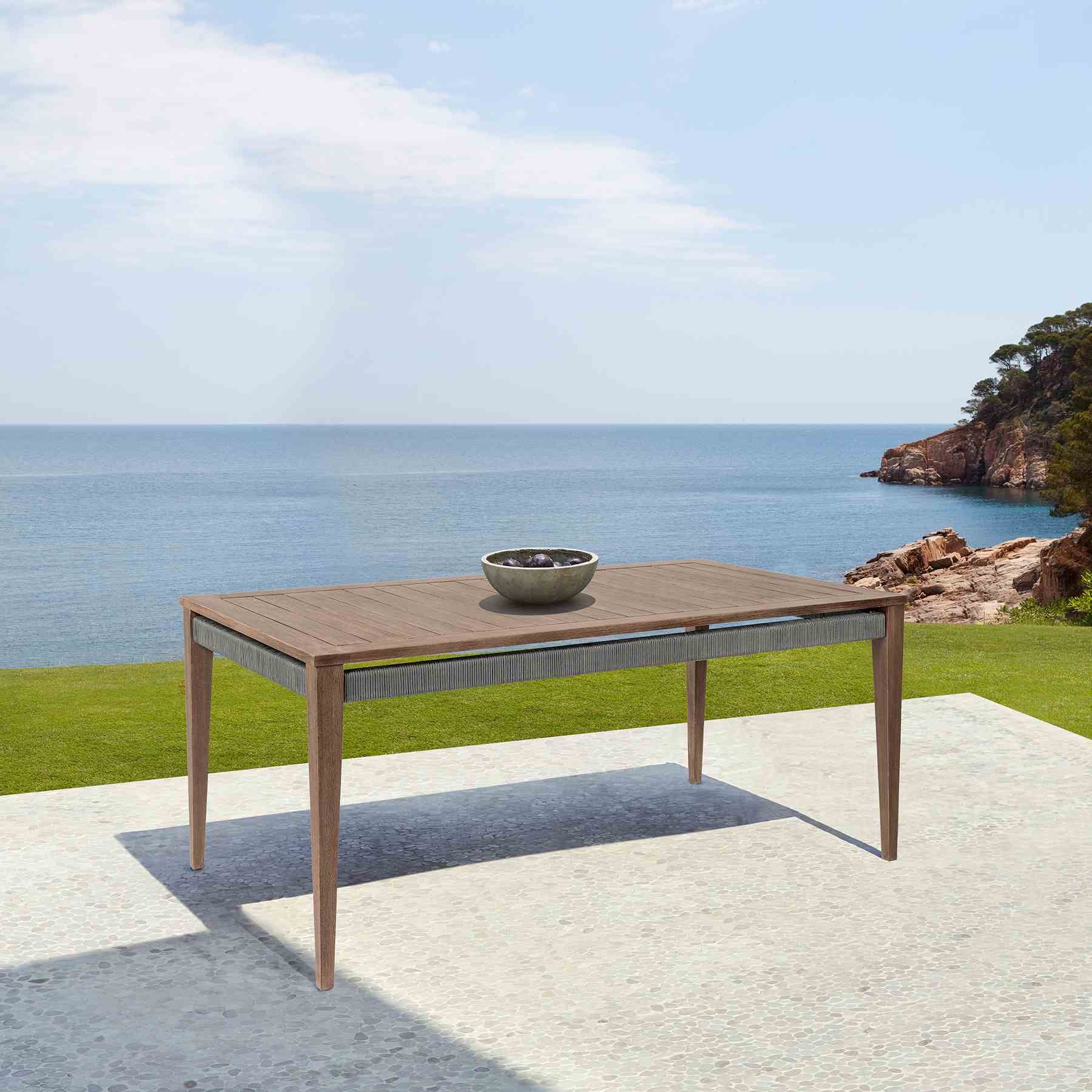 Orbit Outdoor Patio Dining Table in Weathered Eucalyptus Wood - Image 10