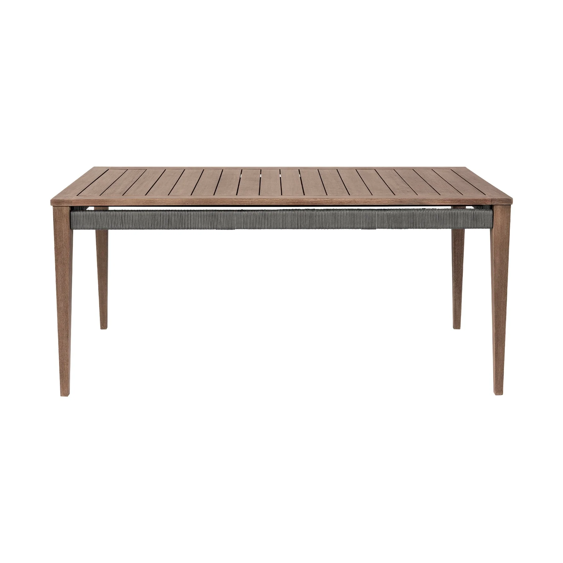 Orbit Outdoor Patio Dining Table in Weathered Eucalyptus Wood - Image 2