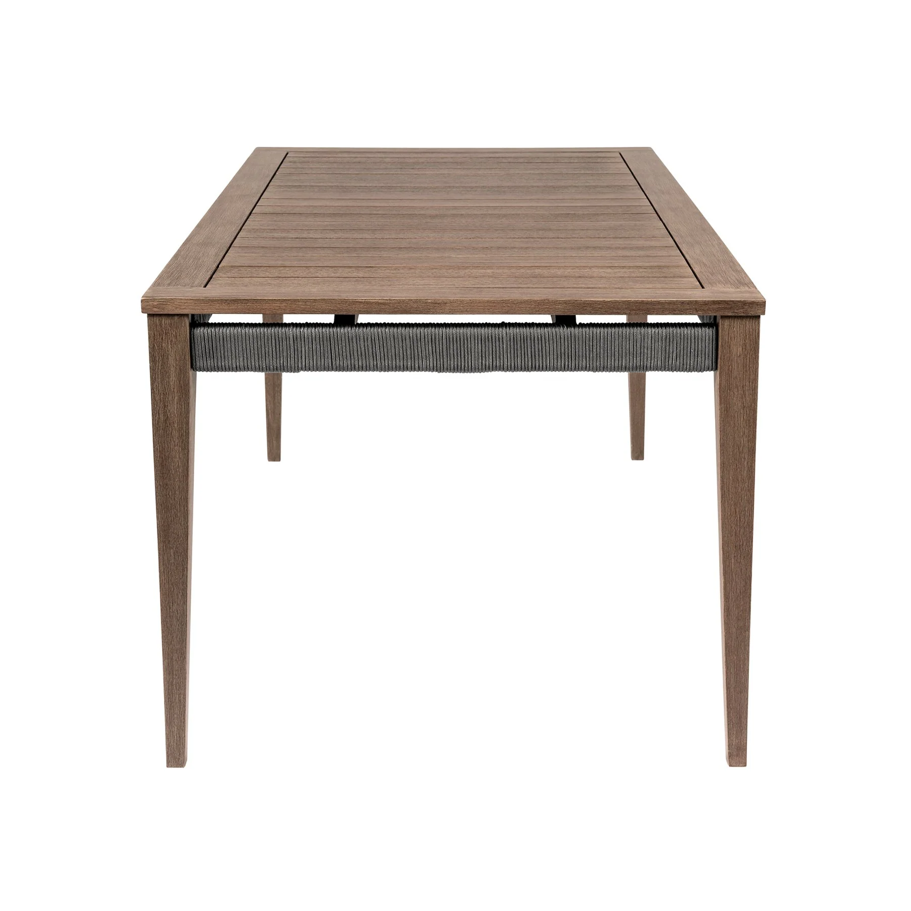 Orbit Outdoor Patio Dining Table in Weathered Eucalyptus Wood - Image 4