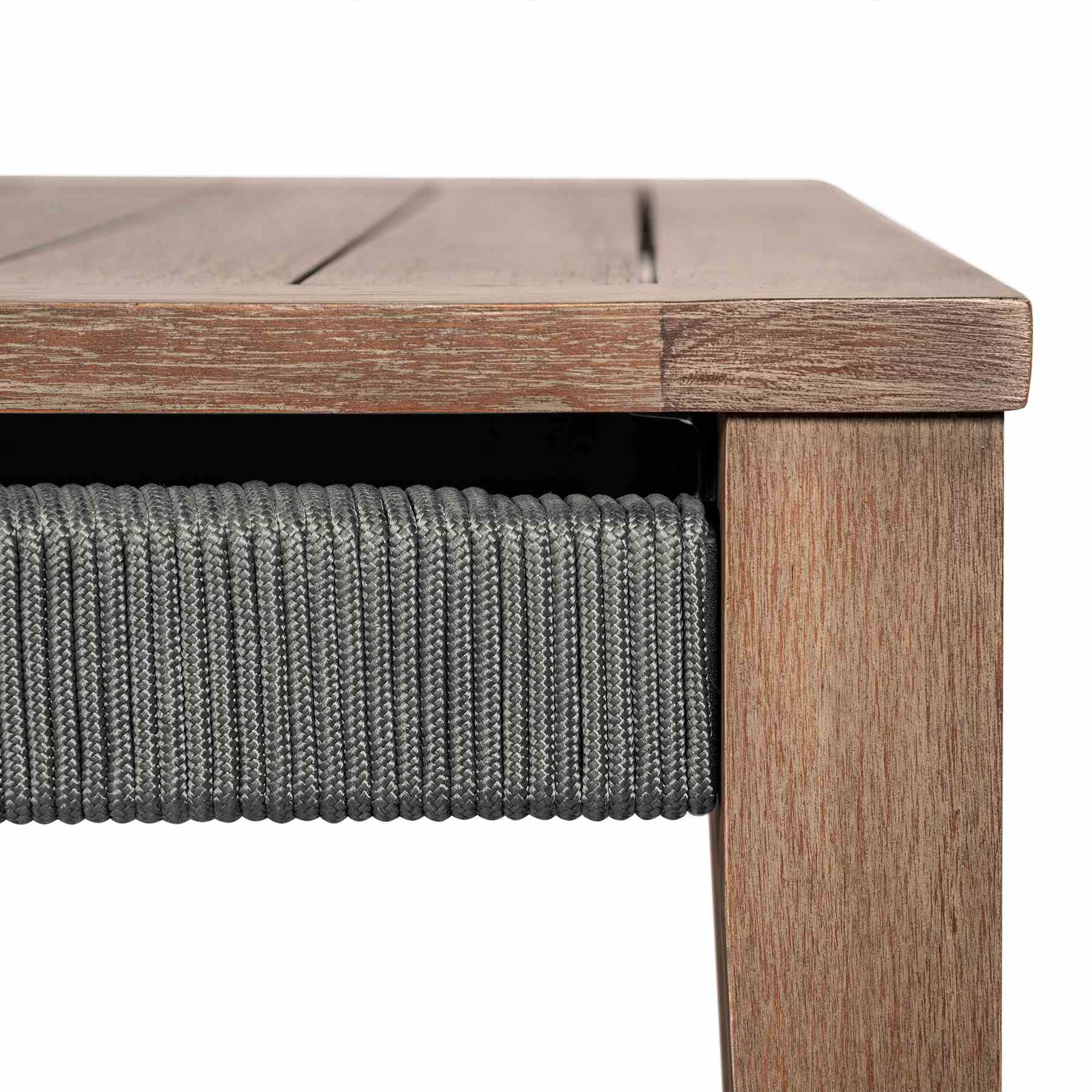 Orbit Square Outdoor Patio Coffee Table in Weathered Eucalyptus Wood - Image 4