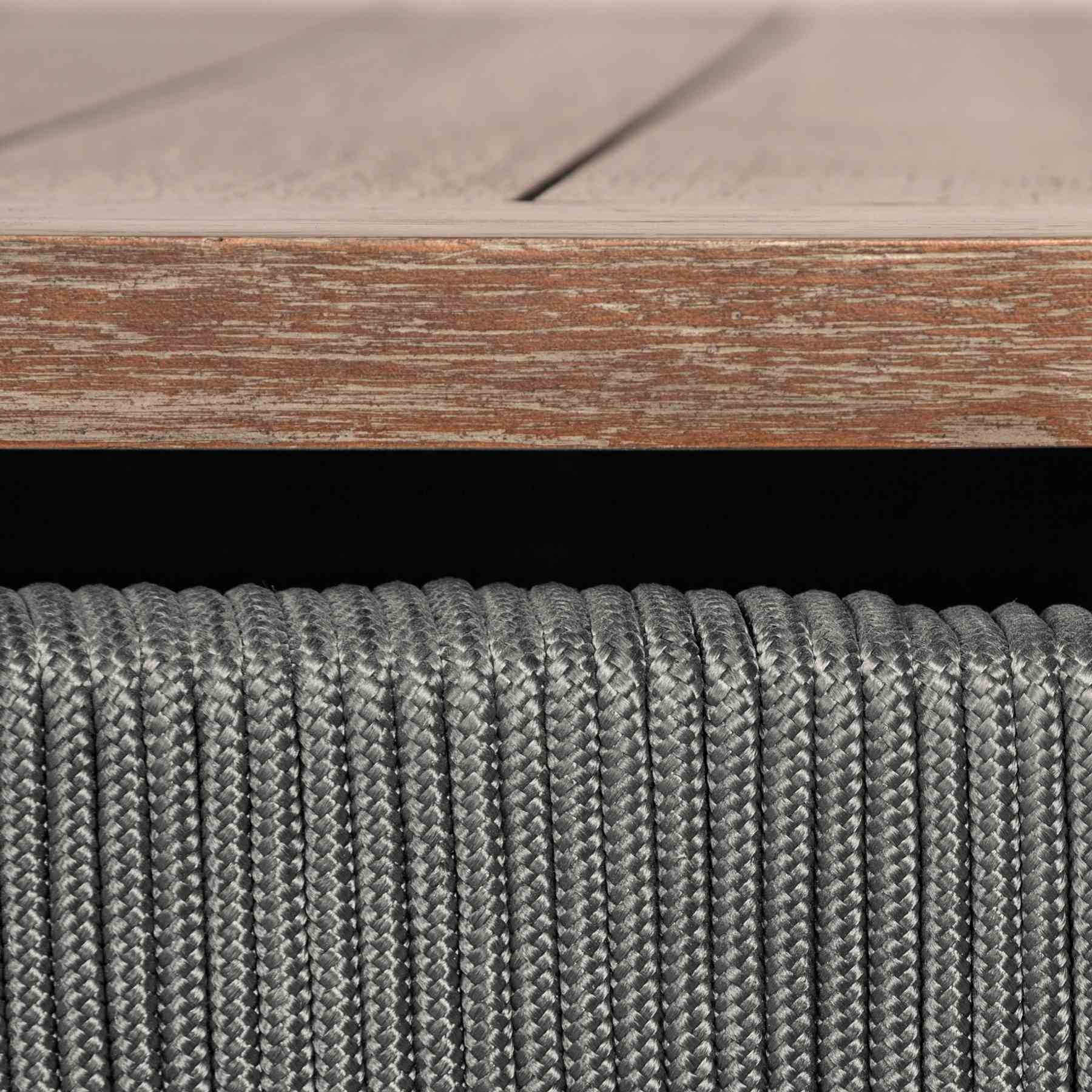Orbit Square Outdoor Patio Coffee Table in Weathered Eucalyptus Wood - Image 6