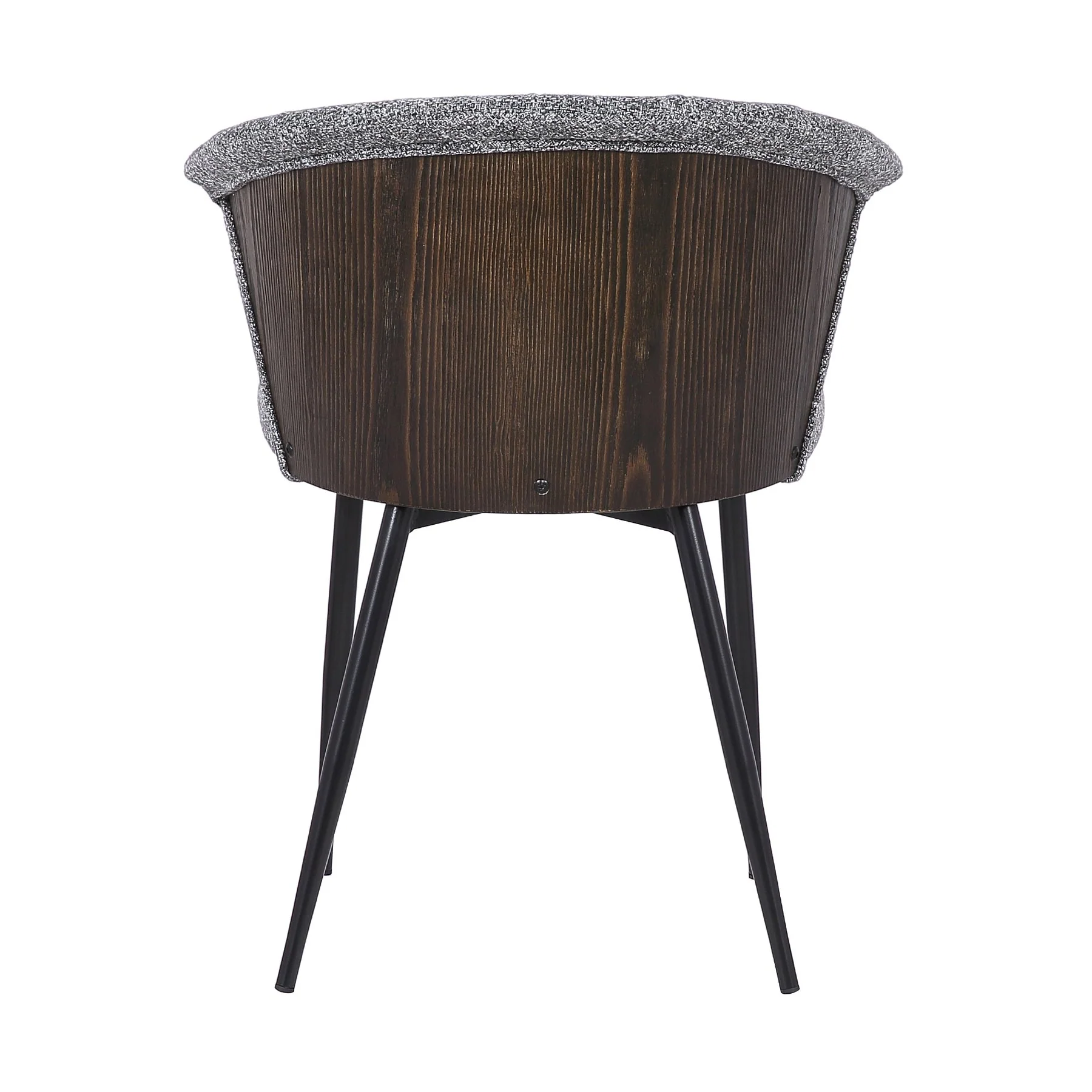 Orchid Mid-Century Dining Chair in Black Powder Coated Finish with Gray Fabric and Walnut Glazed Finish Back - Image 5