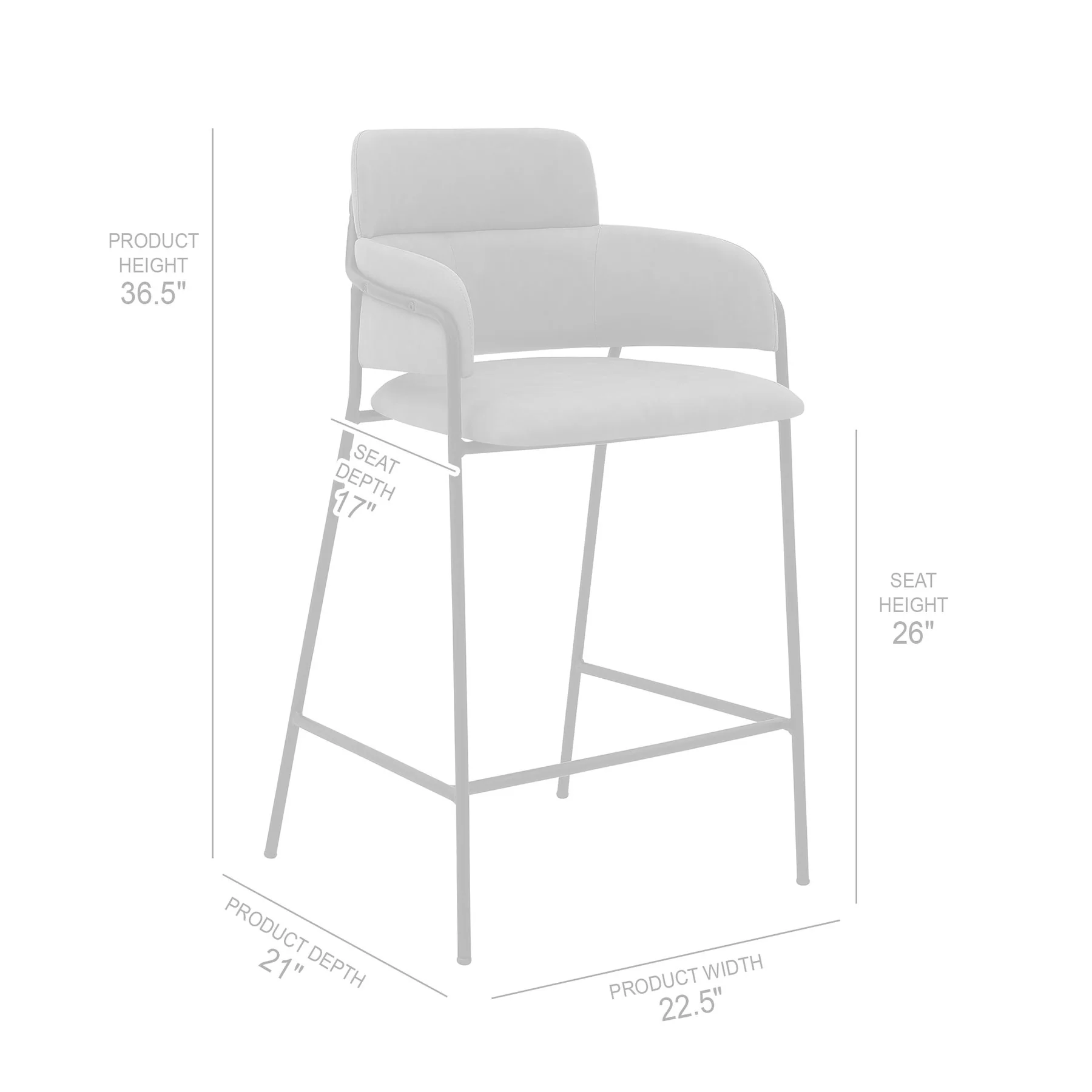 Oshen 26" Gray Faux Leather and Metal Counter Height Bar Stool - Image 10