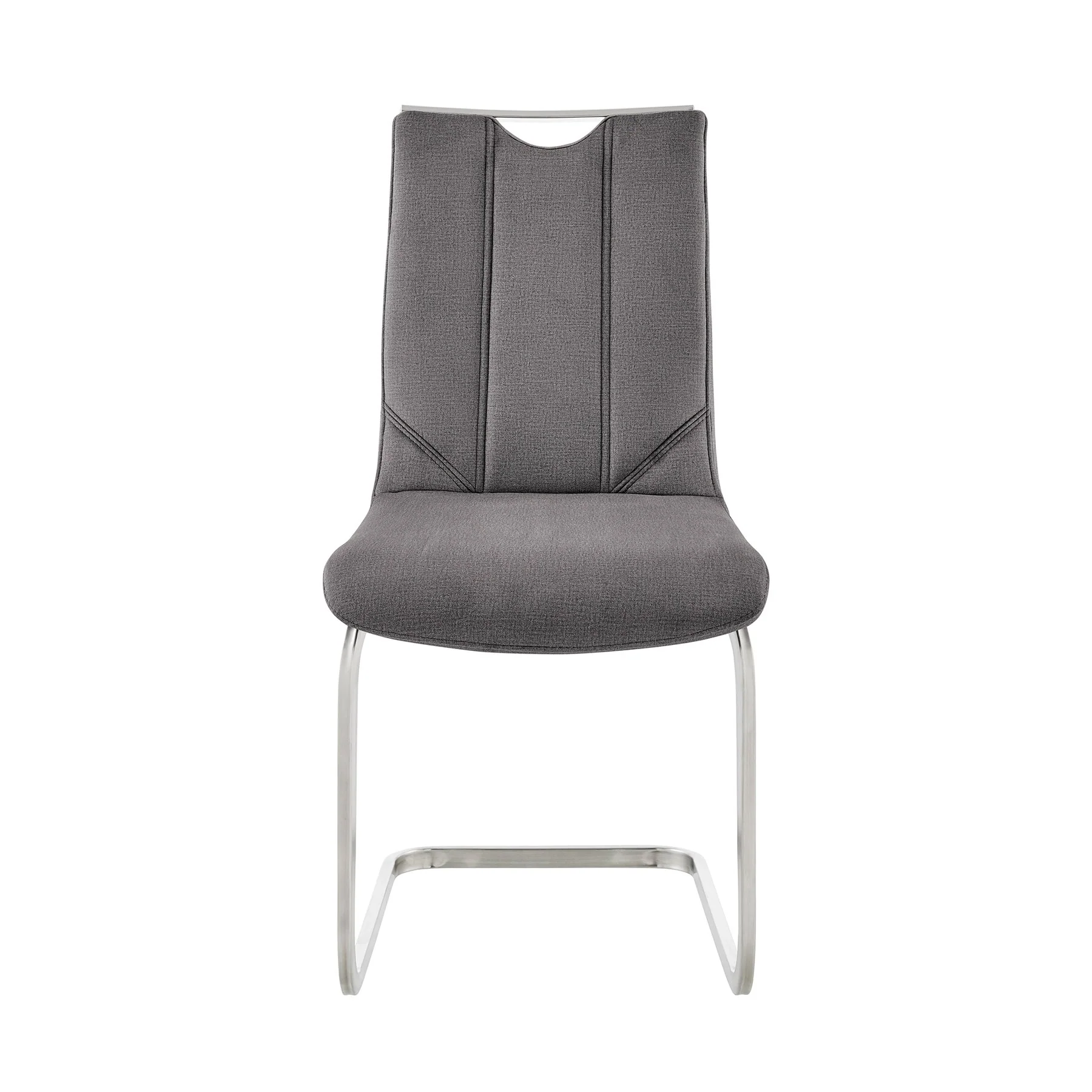 Pacific Dining Room Accent Chair in Gray Fabric and Brushed Stainless Steel Finish - Set of 2 - Image 2