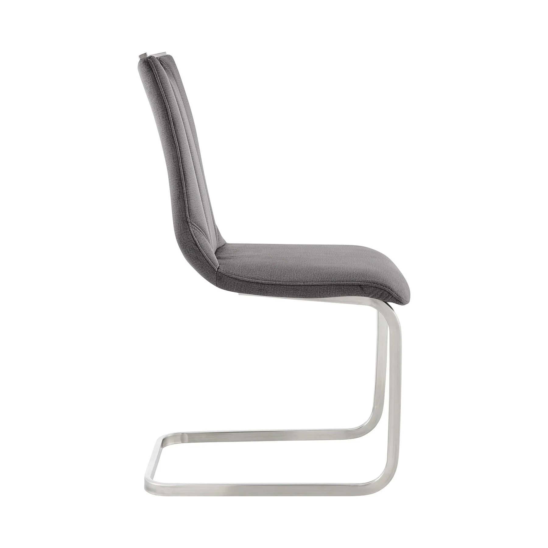 Pacific Dining Room Accent Chair in Gray Fabric and Brushed Stainless Steel Finish - Set of 2 - Image 3