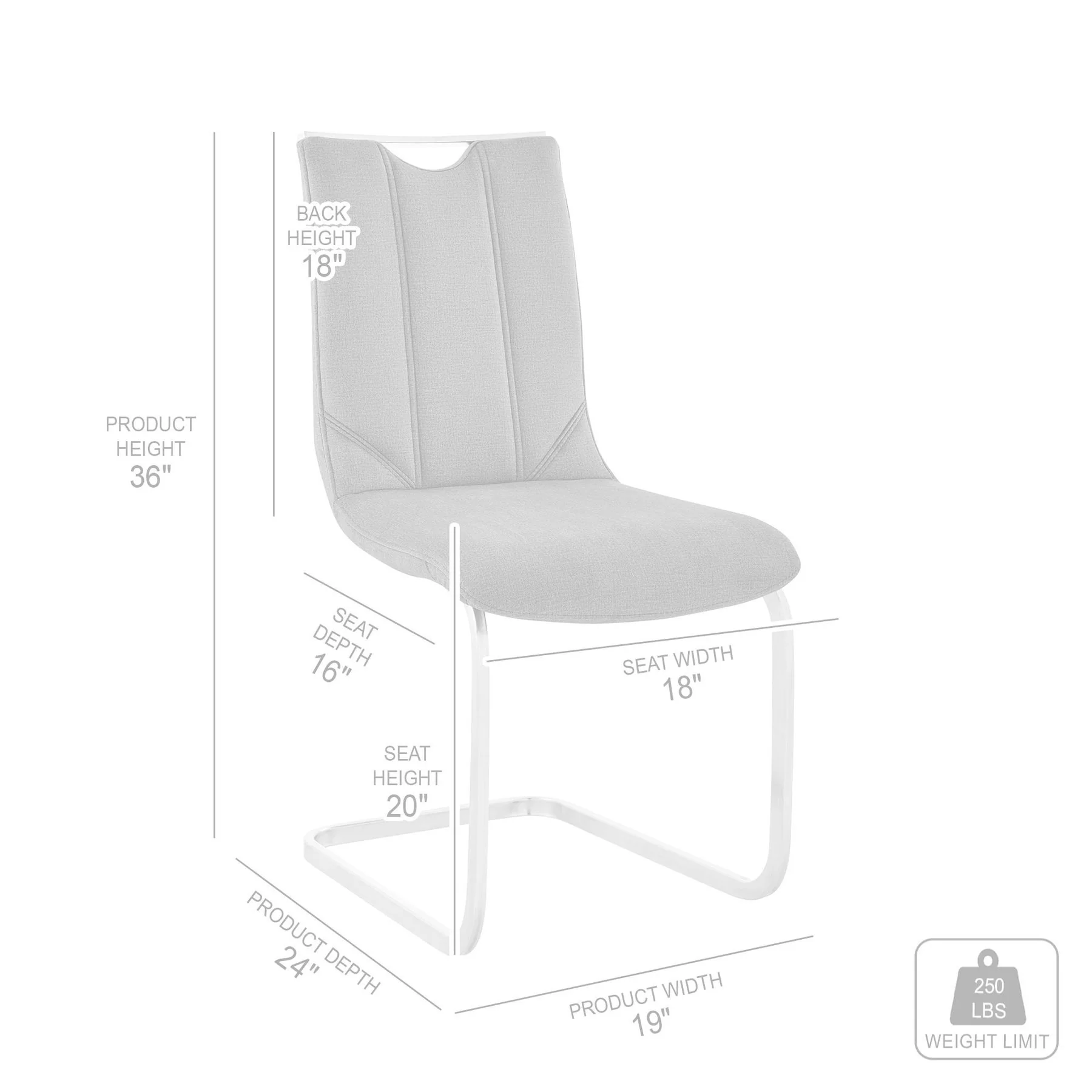 Pacific Dining Room Chair in Gray Faux Leather and Black Finish - Set of 2 - Image 8