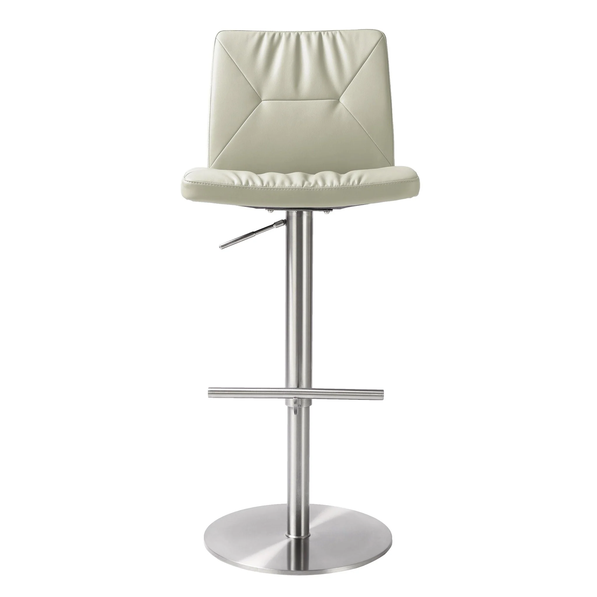 Paddy Light Grey Performance Vegan Leather on Silver Adjustable Stool - Image 3