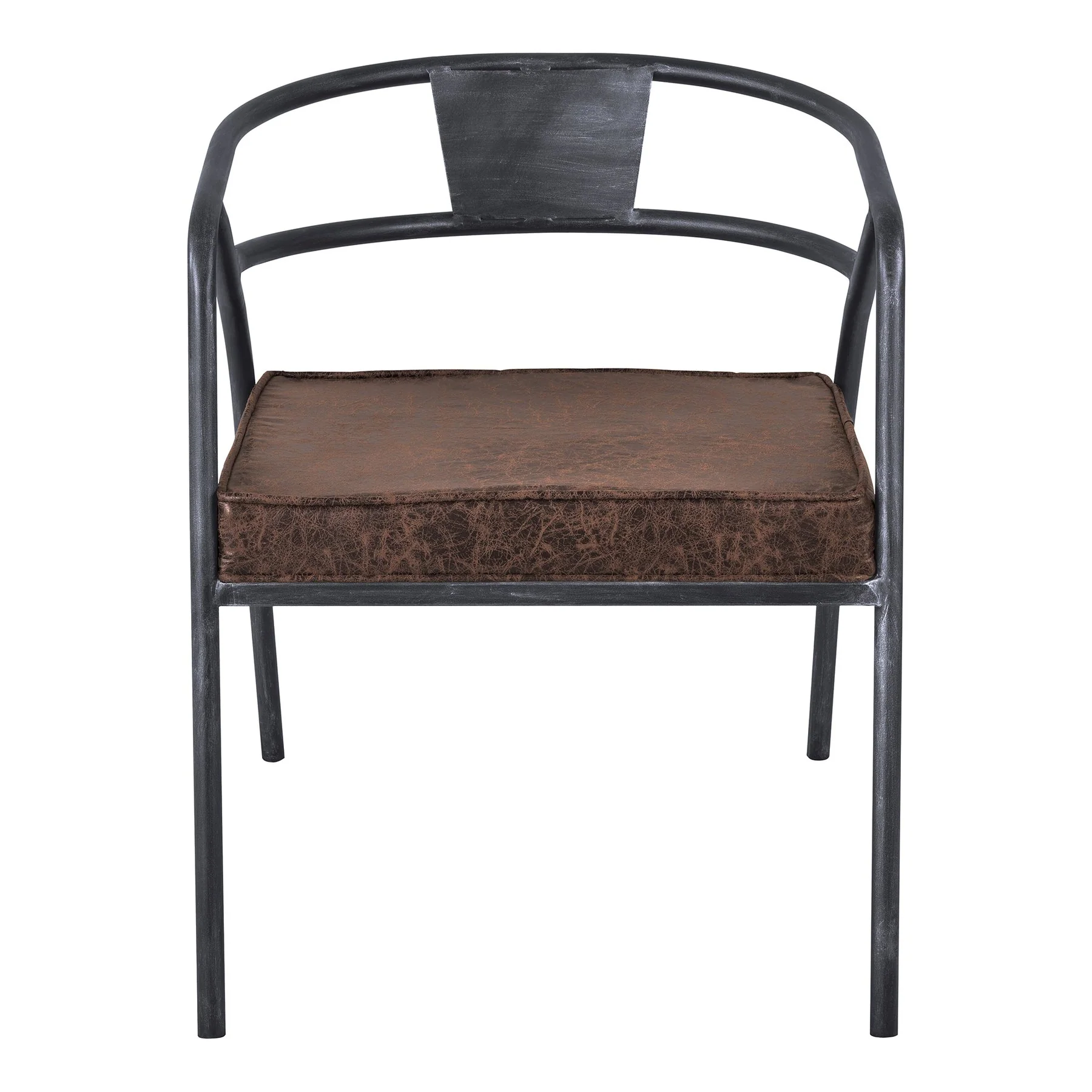 Paisley Modern Dining Chair in Industrial Gray Finish and Brown Fabric - Image 2