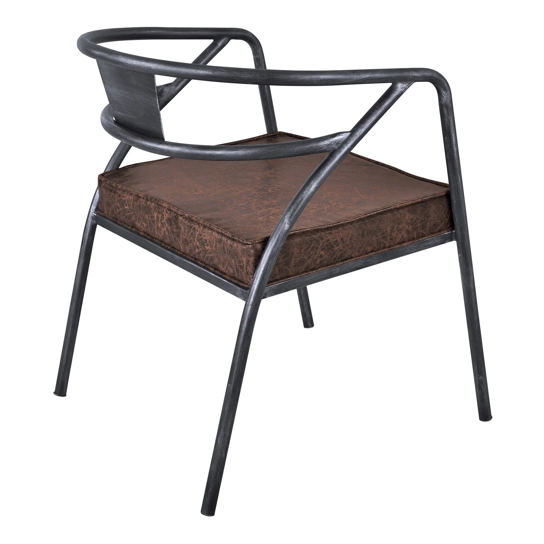 Paisley Modern Dining Chair in Industrial Gray Finish and Brown Fabric - Image 3