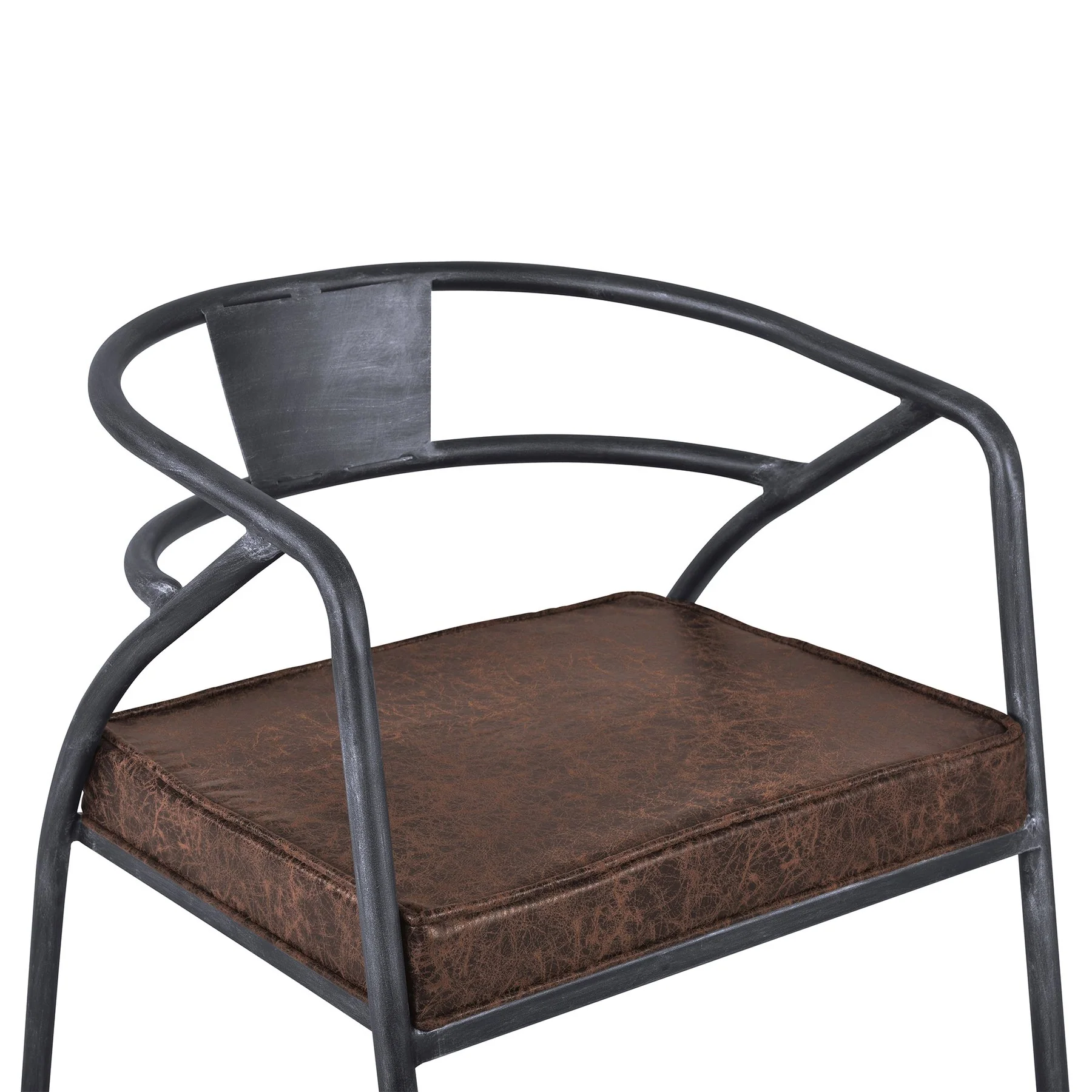 Paisley Modern Dining Chair in Industrial Gray Finish and Brown Fabric - Image 5