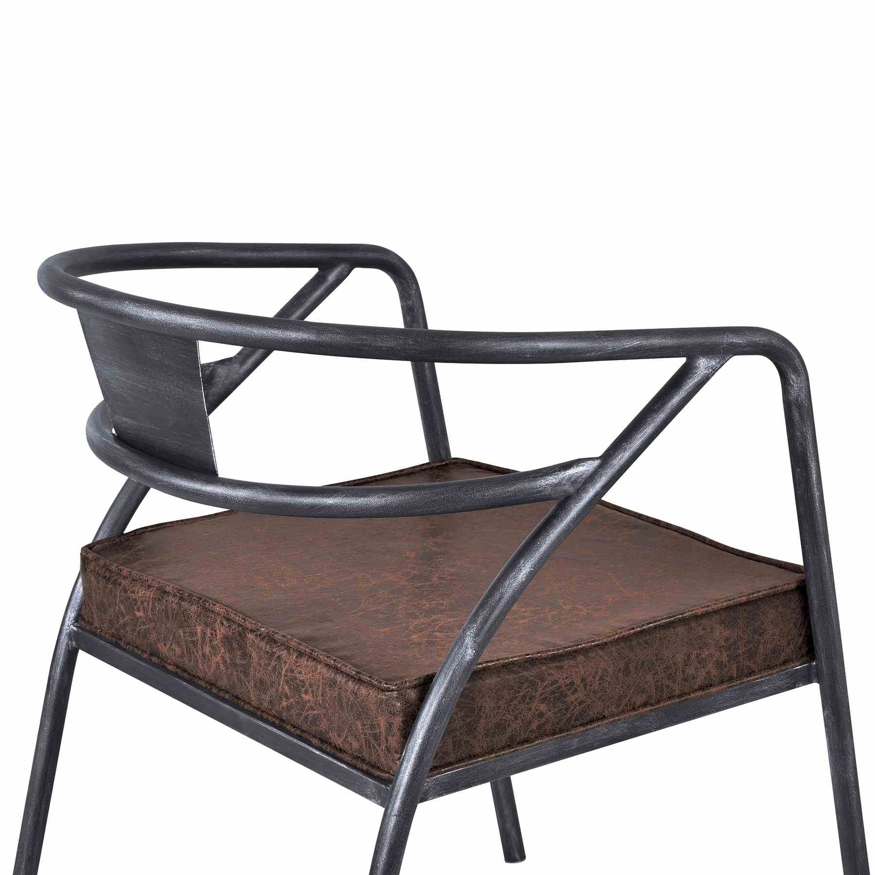 Paisley Modern Dining Chair in Industrial Gray Finish and Brown Fabric - Image 6