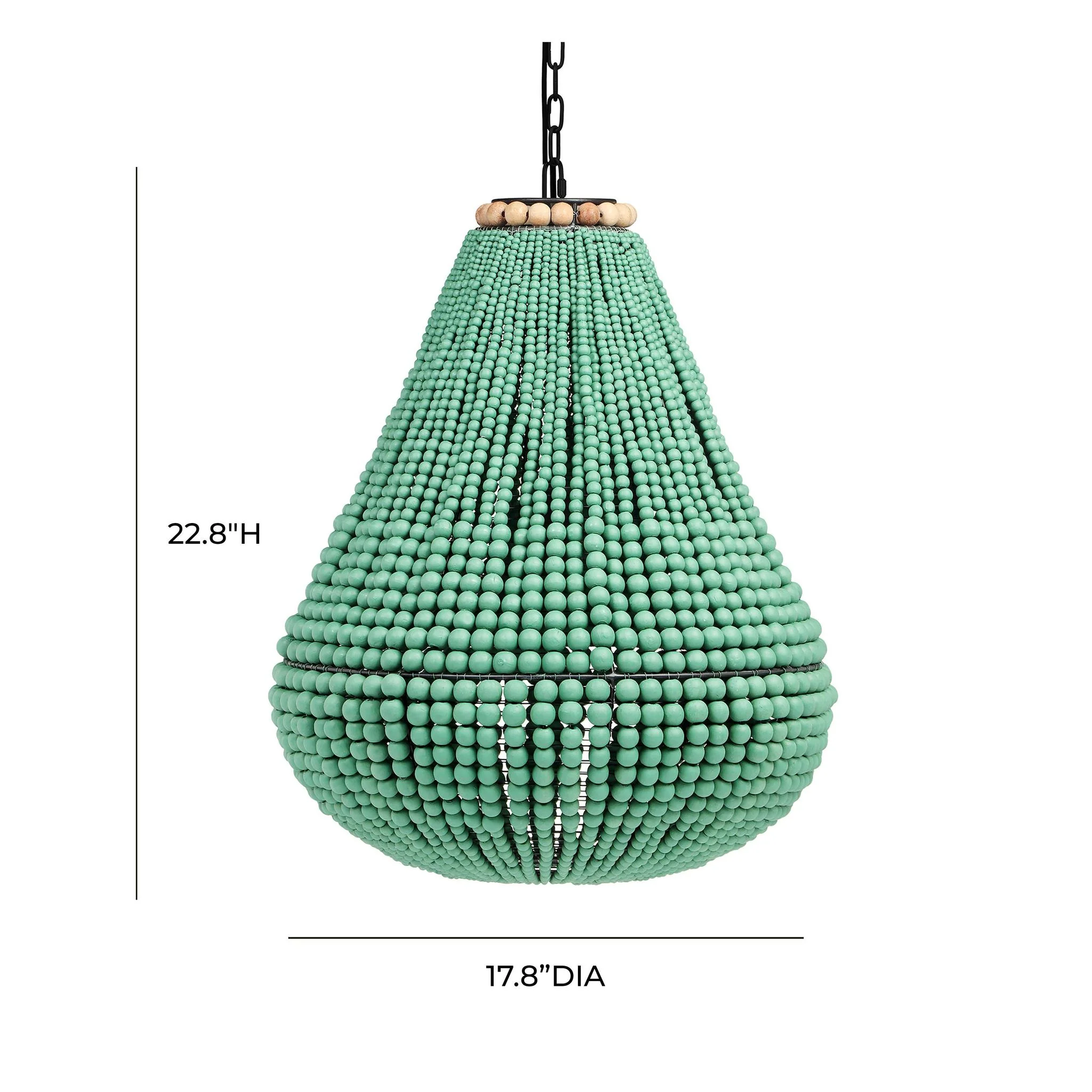Palani Green Wooden Bead Chandelier - Image 6