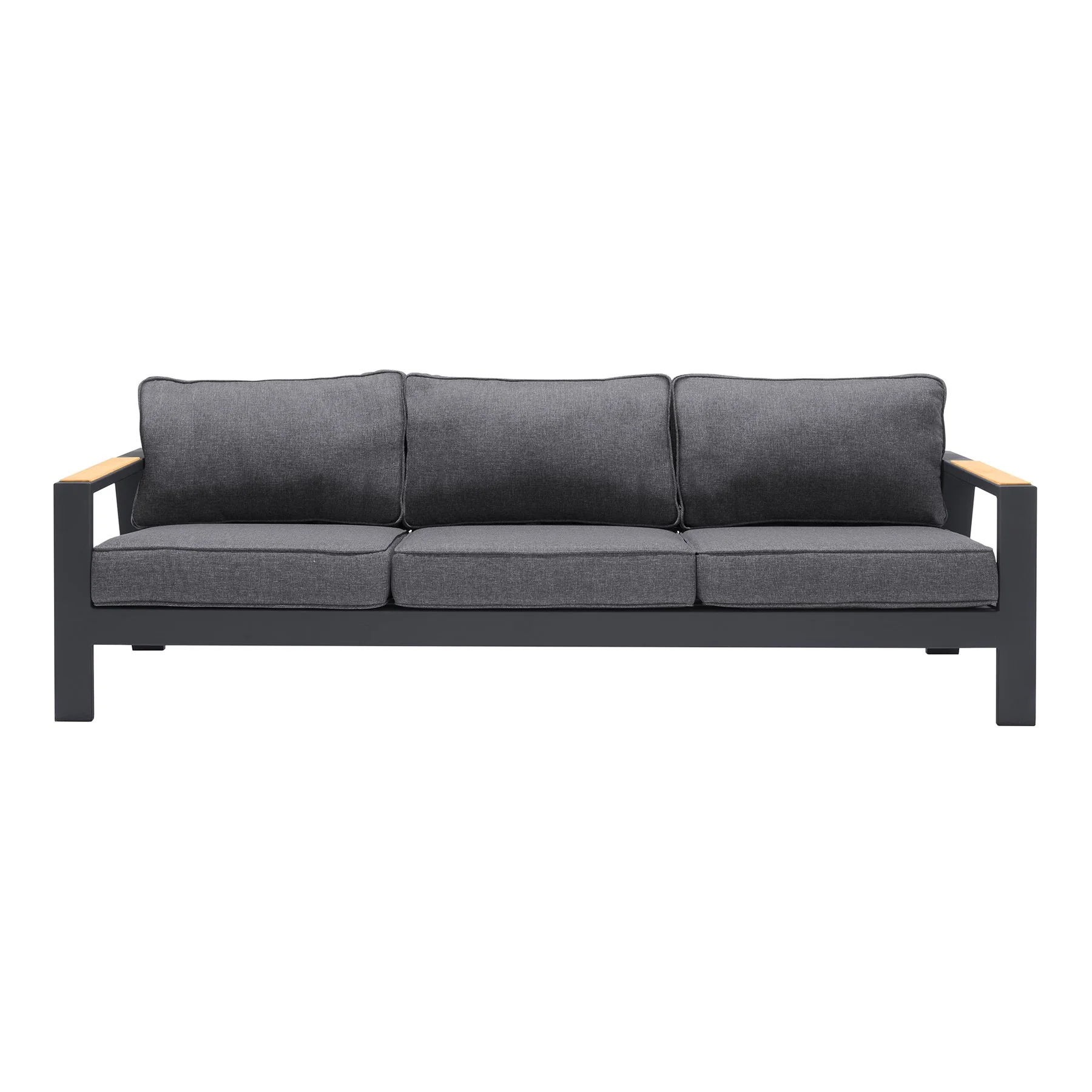 Palau 4 Piece Outdoor Sofa Set in Dark Gray with Natural Teak Wood Accent Top - Image 2