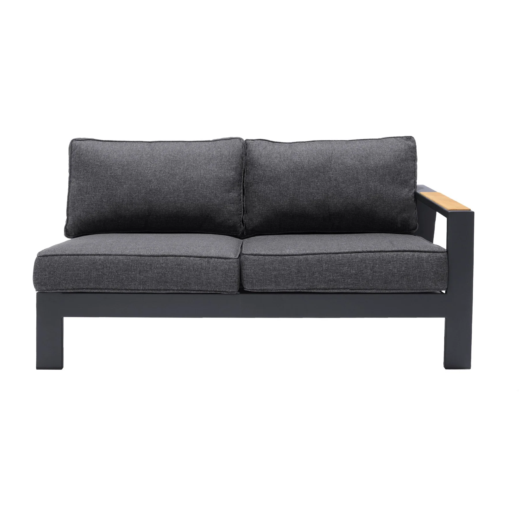 Palau Aluminum and Teak Wood Outdoor Sectional Sofa in Gray - Image 2