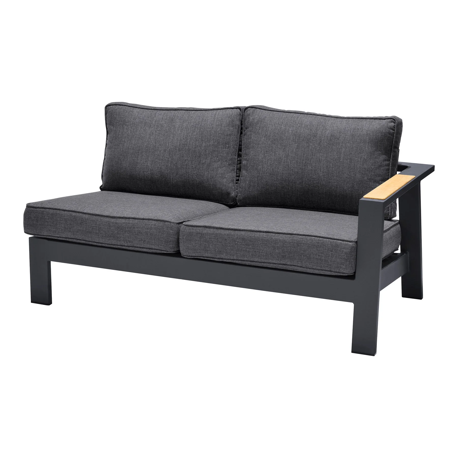 Palau Aluminum and Teak Wood Outdoor Sectional Sofa in Gray - Image 3