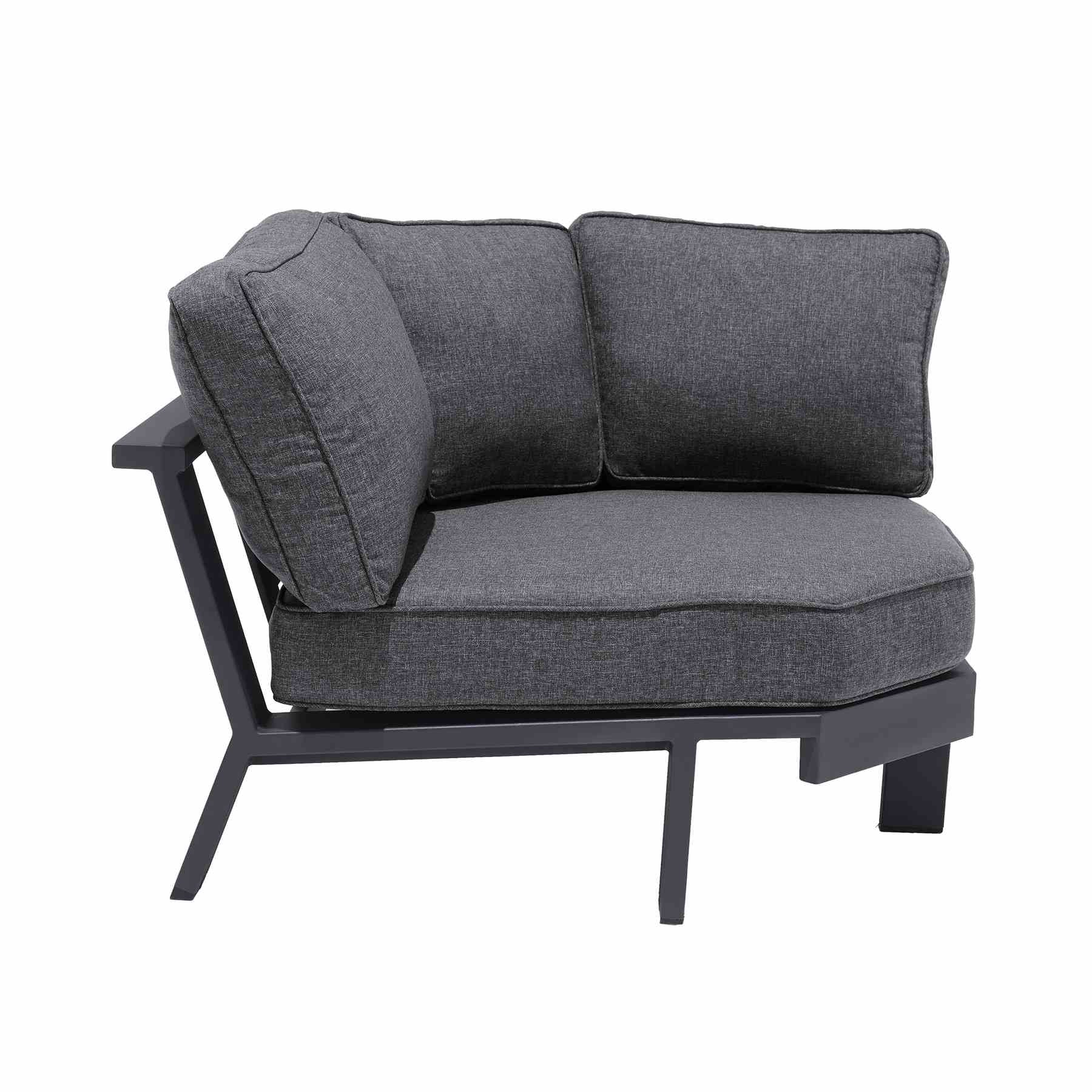 Palau Aluminum and Teak Wood Outdoor Sectional Sofa in Gray - Image 7