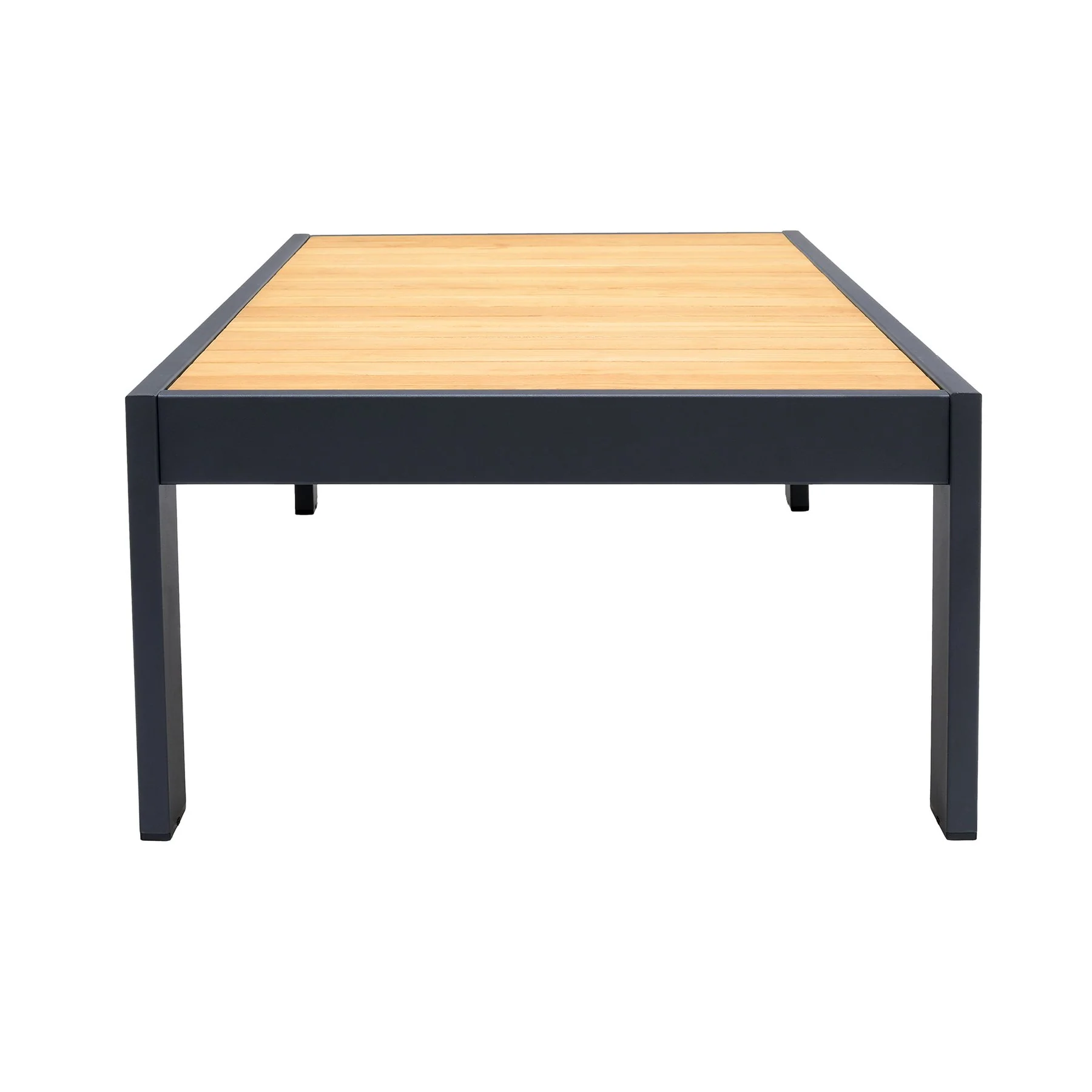 Palau Outdoor Coffee Table in Dark Gray with Natural Teak Wood Top - Image 3