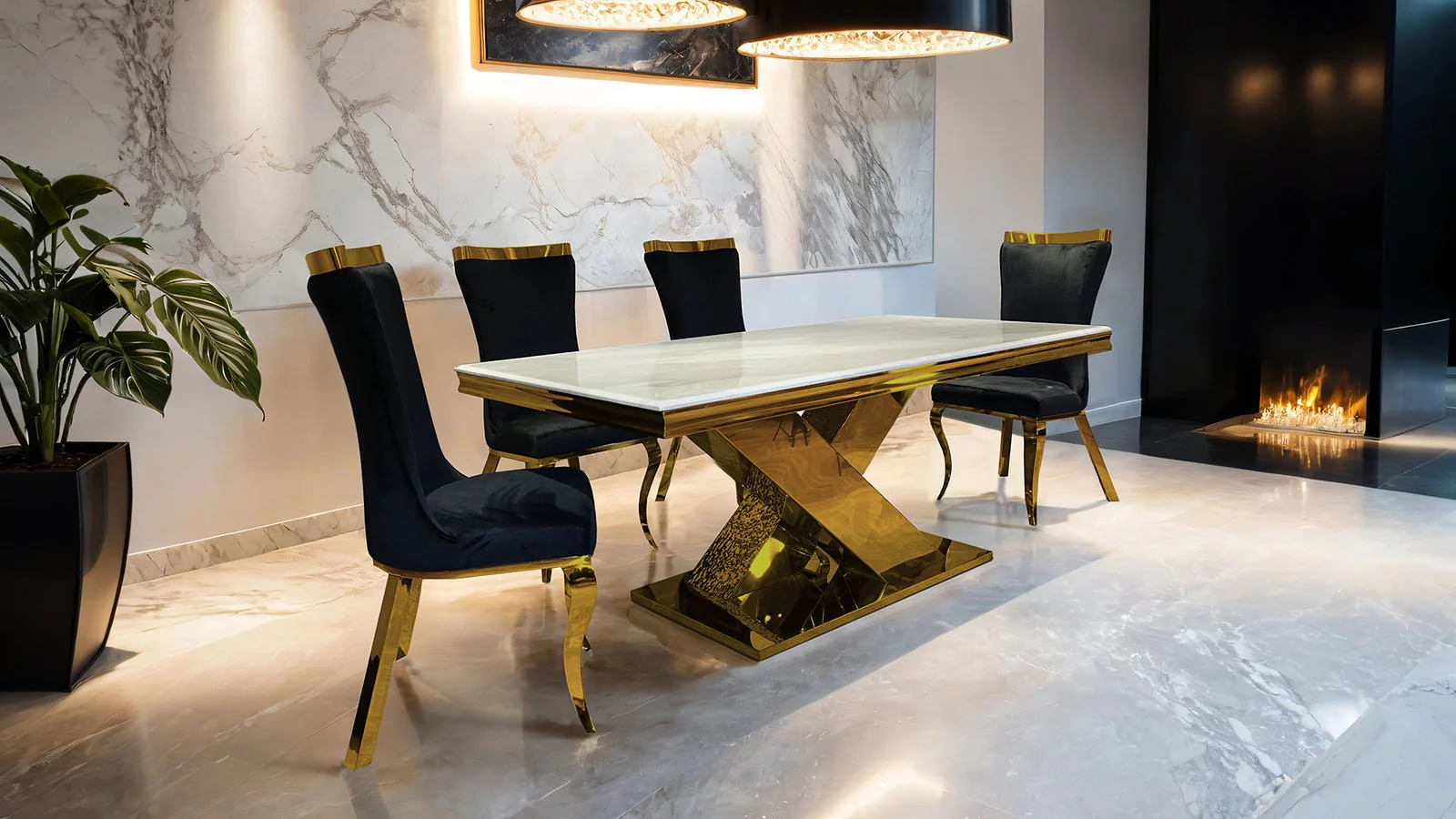 Palazzo Dining Table, Gold - Image 3
