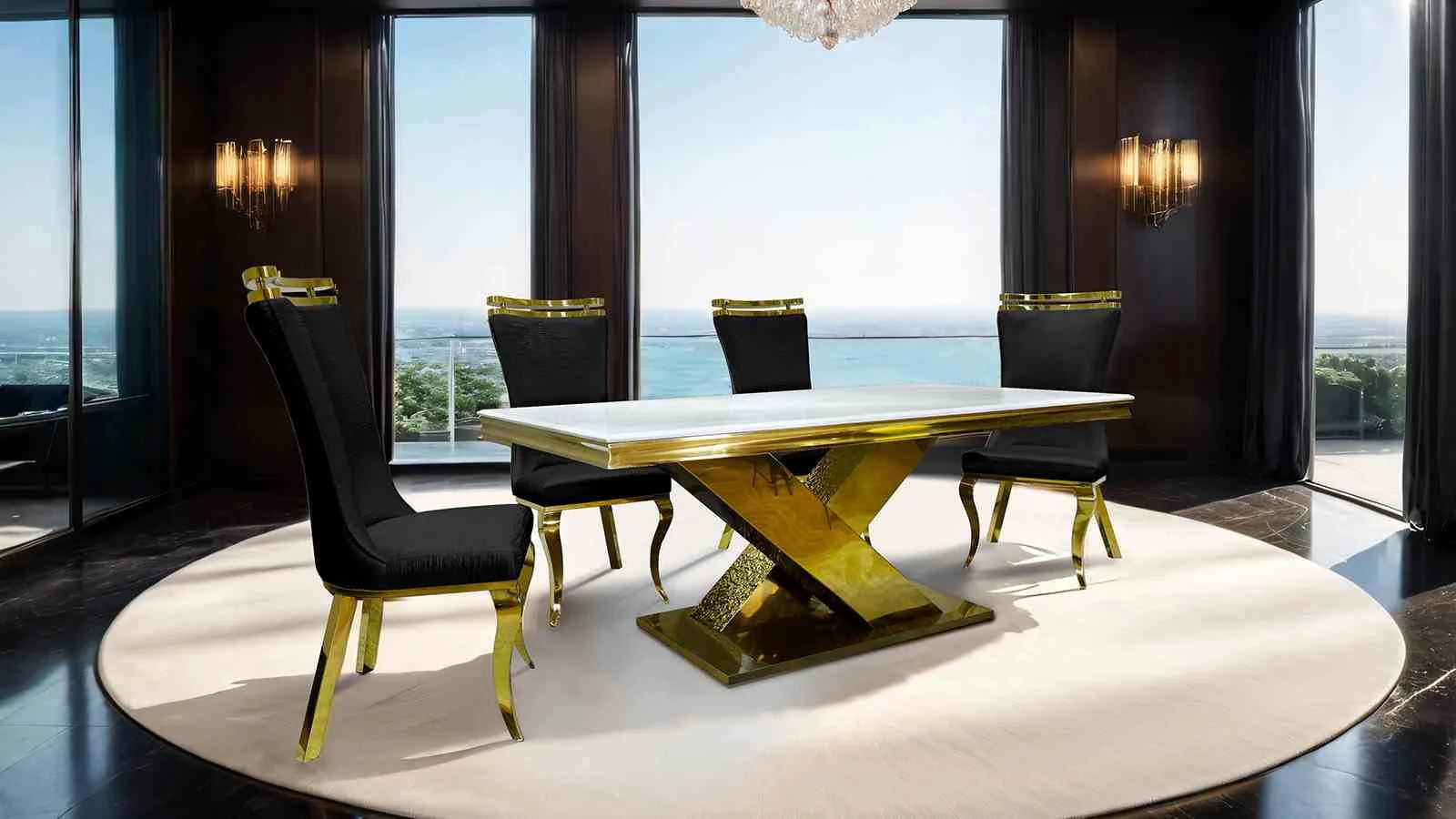 Palazzo Side Chair (2/CTN), Gold/Black - Image 2